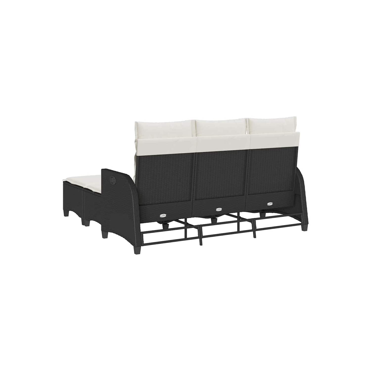 Ensemble de 3 pièces avec canapé de jardin et coussins en L en poly rotin noir VidaXL