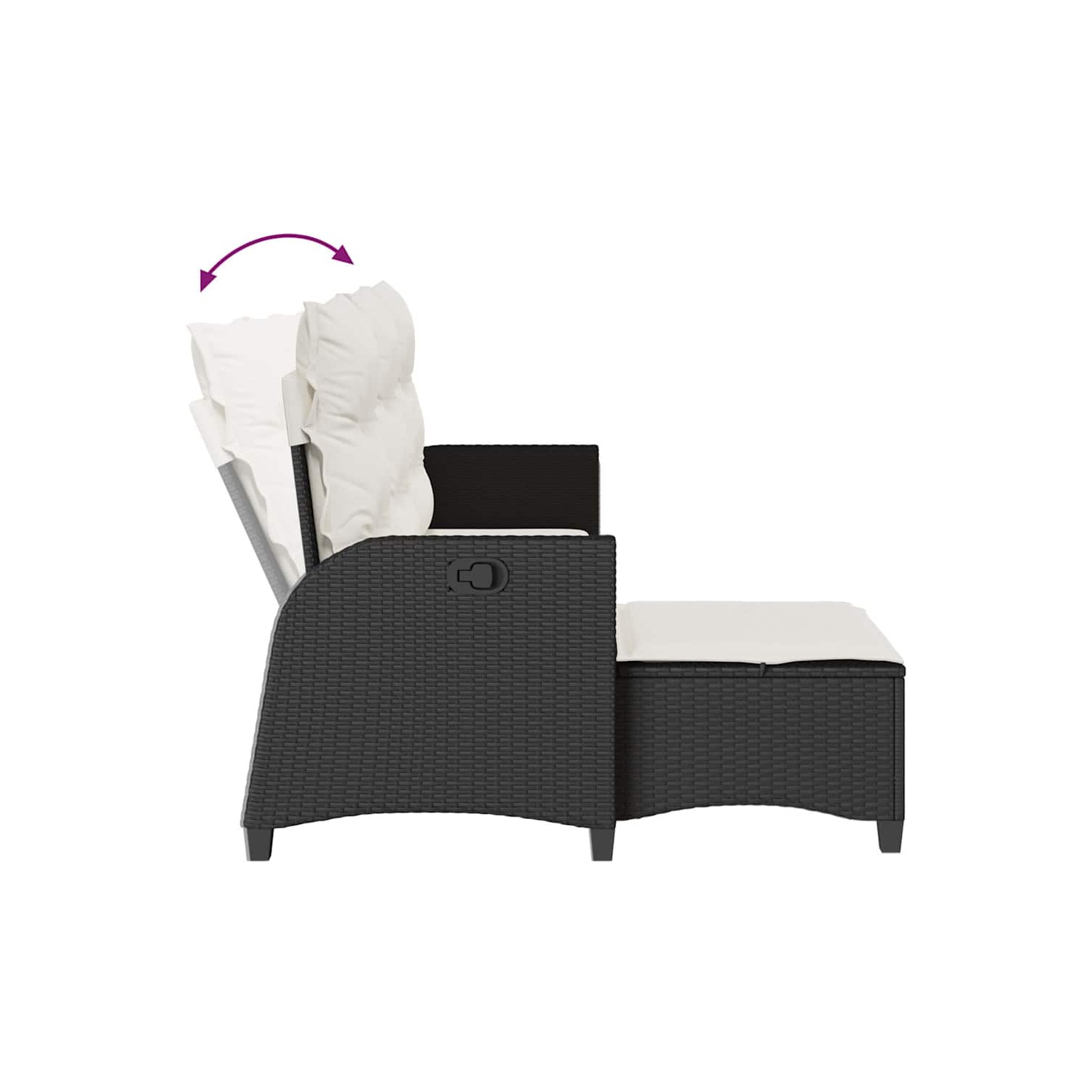 Ensemble de 3 pièces avec canapé de jardin et coussins en L en poly rotin noir VidaXL