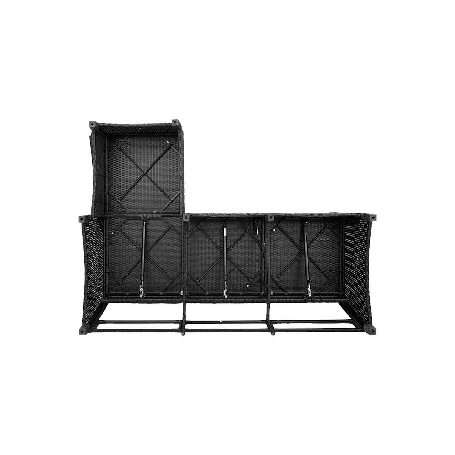 Ensemble de 3 pièces avec canapé de jardin et coussins en L en poly rotin noir VidaXL