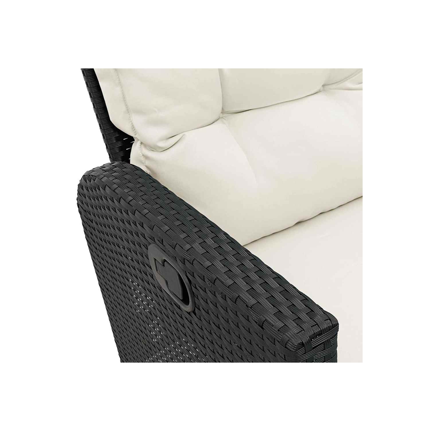 Ensemble de 3 pièces avec canapé de jardin et coussins en L en poly rotin noir VidaXL