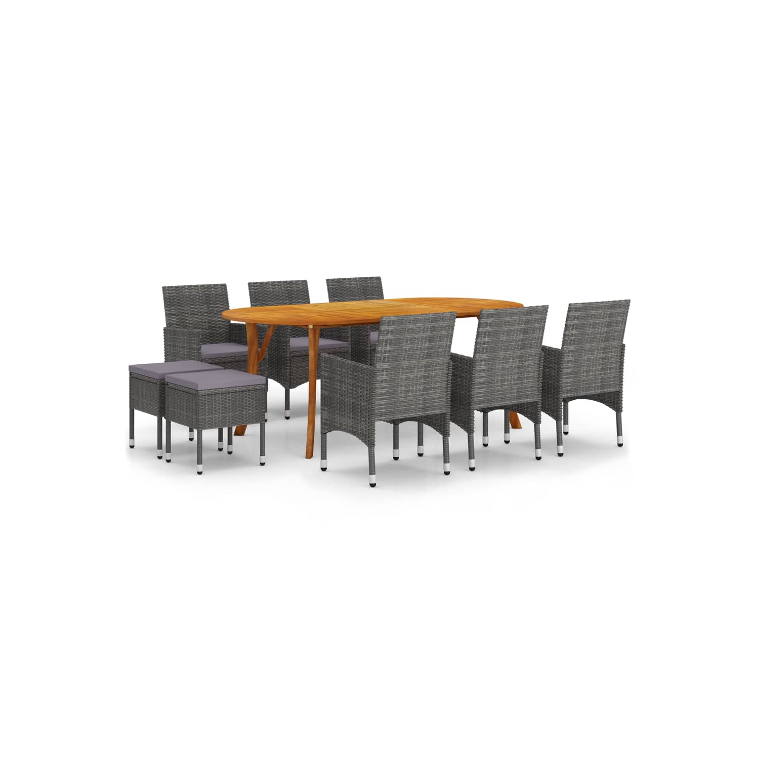 Ensemble de salle à manger de jardin 9 pièces vidaXL, gris