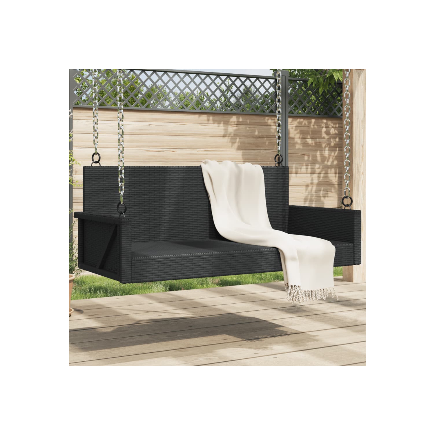 Banc pivotant vidaXL 119 x 56 x 48 cm en poly rotin noir