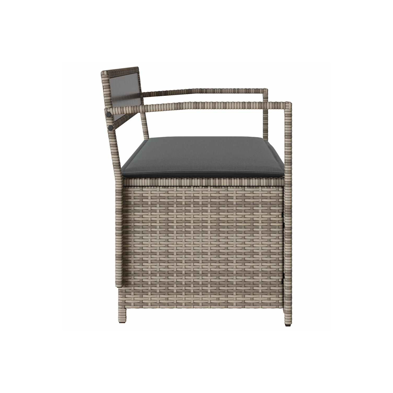 vidaXL Garden Storage Bench with Cushion Grey Poly Rattan