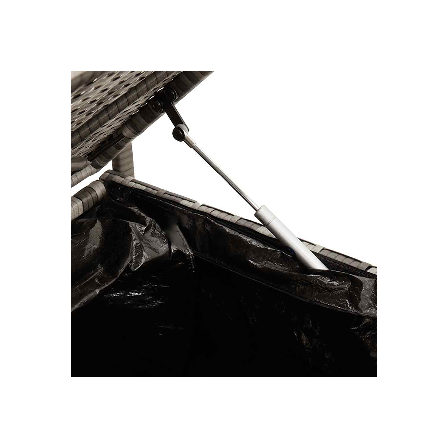 vidaXL Garden Storage Bench with Cushion Grey Poly Rattan