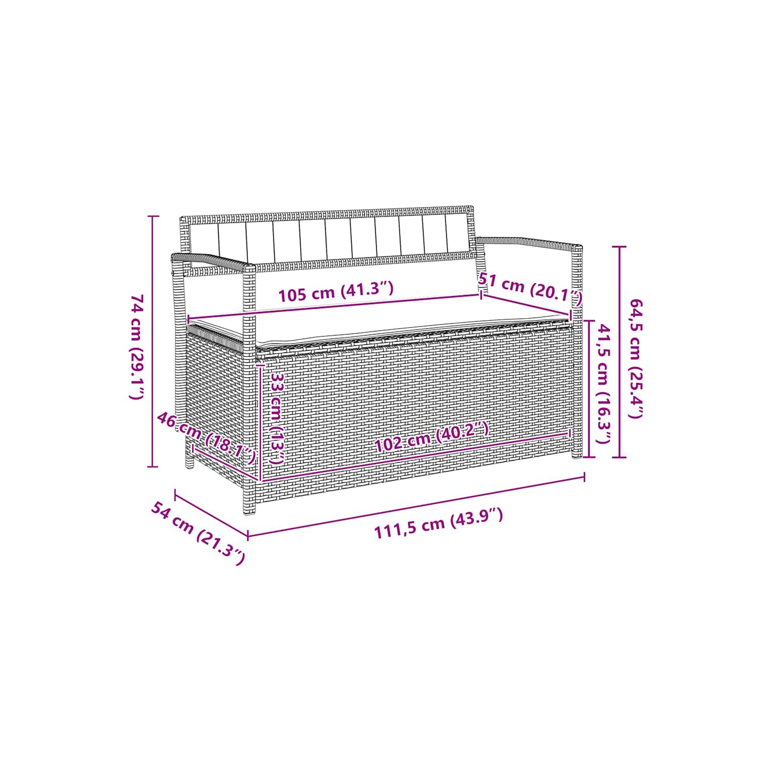 vidaXL Garden Storage Bench with Cushion Grey Poly Rattan