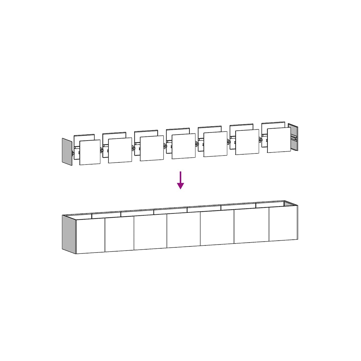 Jardinière VidaXL en acier patiné 280 x 40 x 40&nbsp;cm