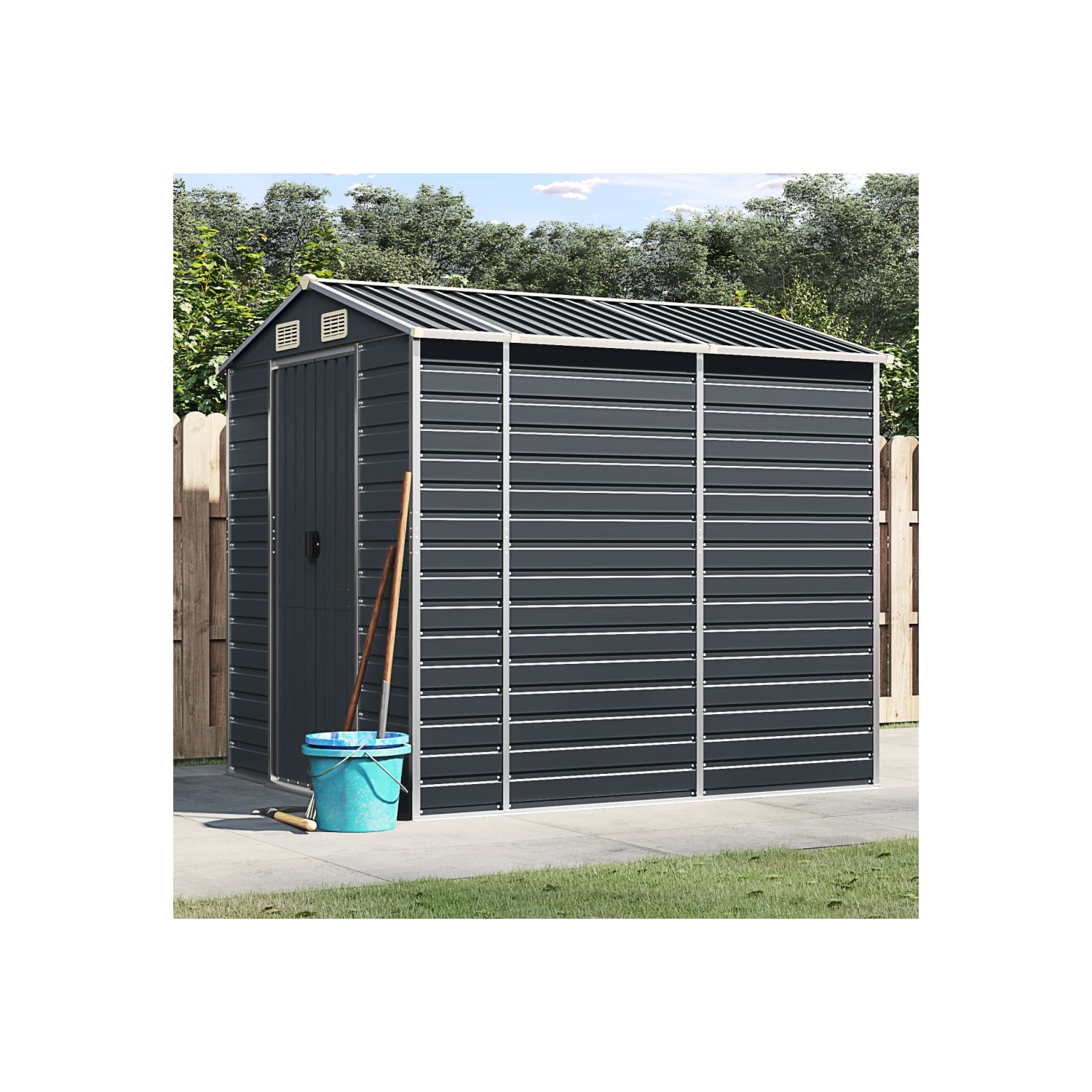 Remise de jardin vidaXL en acier galvanisé 191 x 215 x 198&nbsp;cm anthracite
