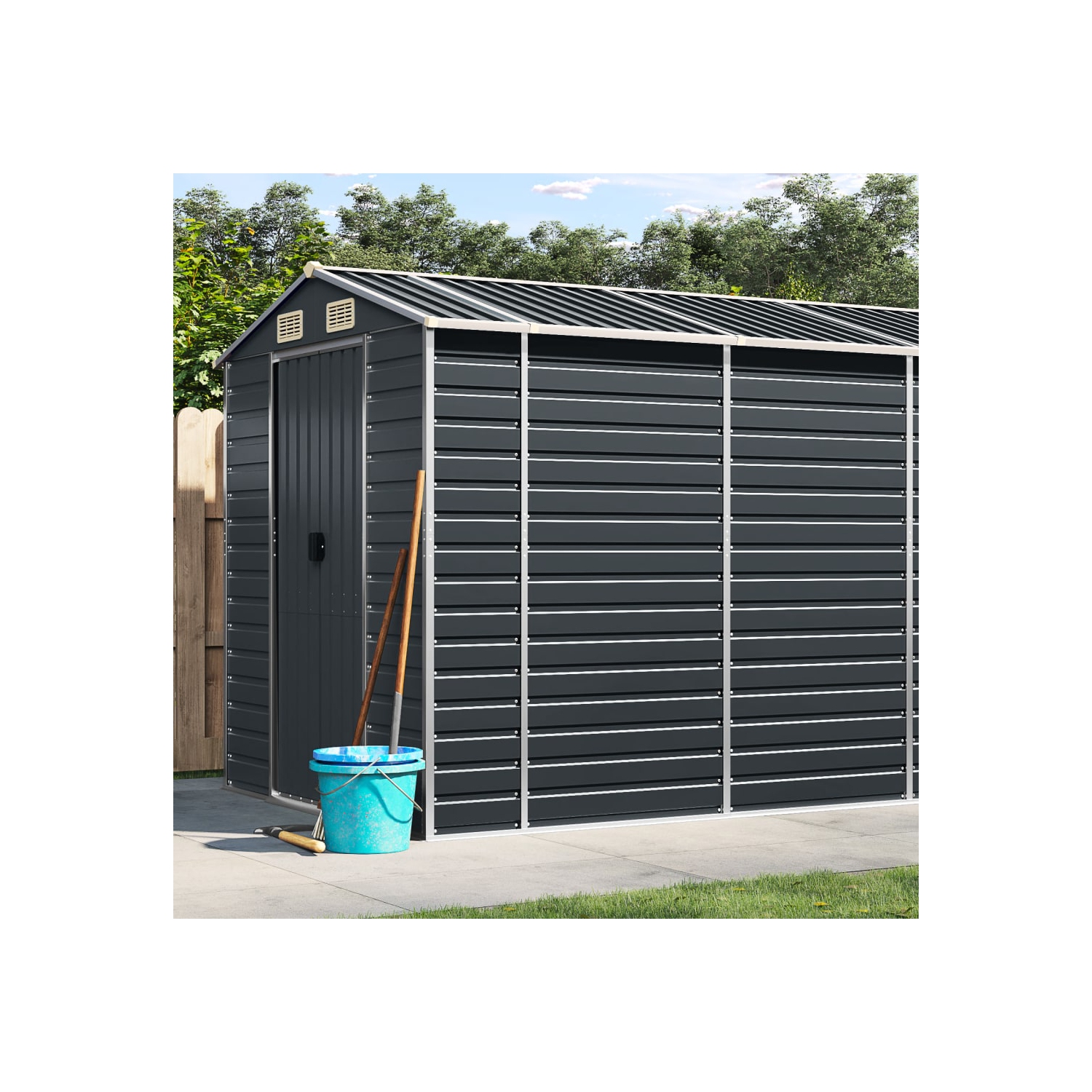 Remise de jardin vidaXL en acier galvanisé 191 x 640 x 198&nbsp;cm anthracite