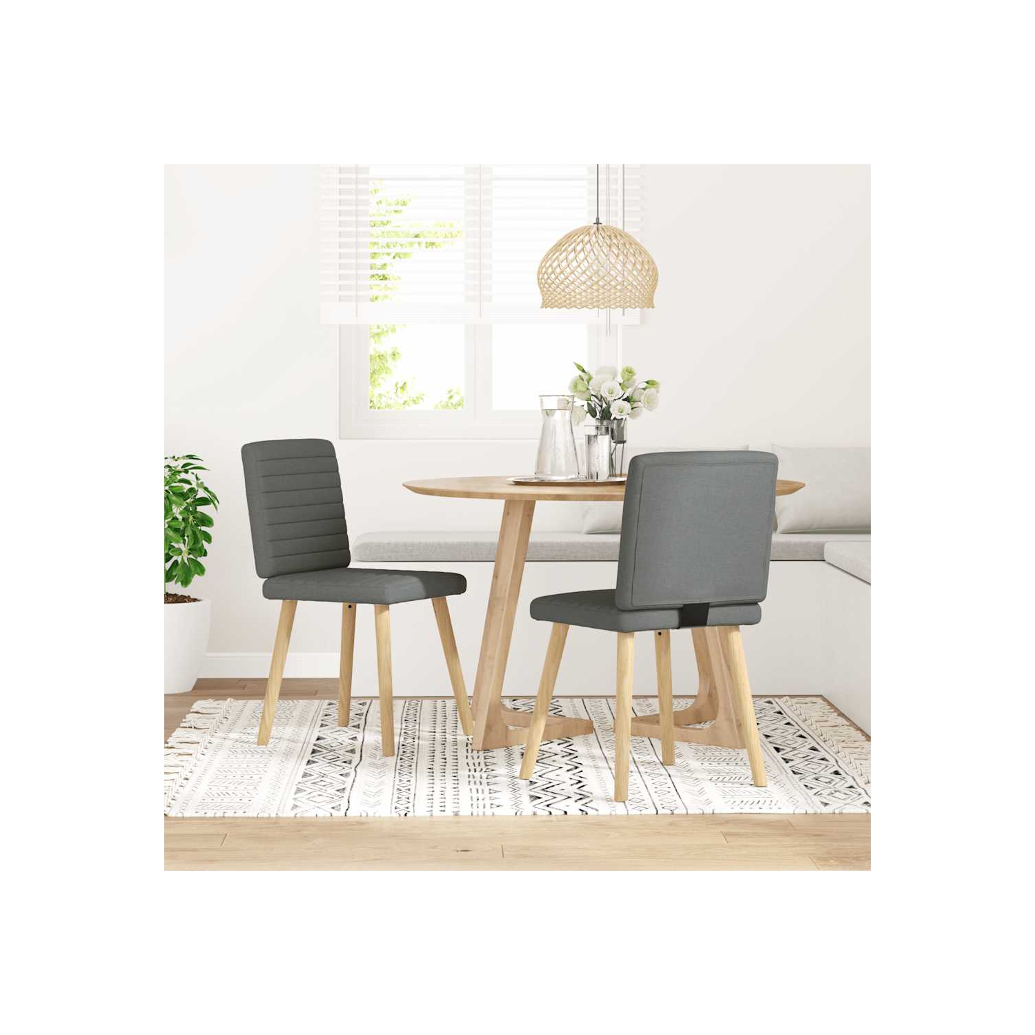 vidaXL Dining Chairs 2 pcs Dark Grey Fabric