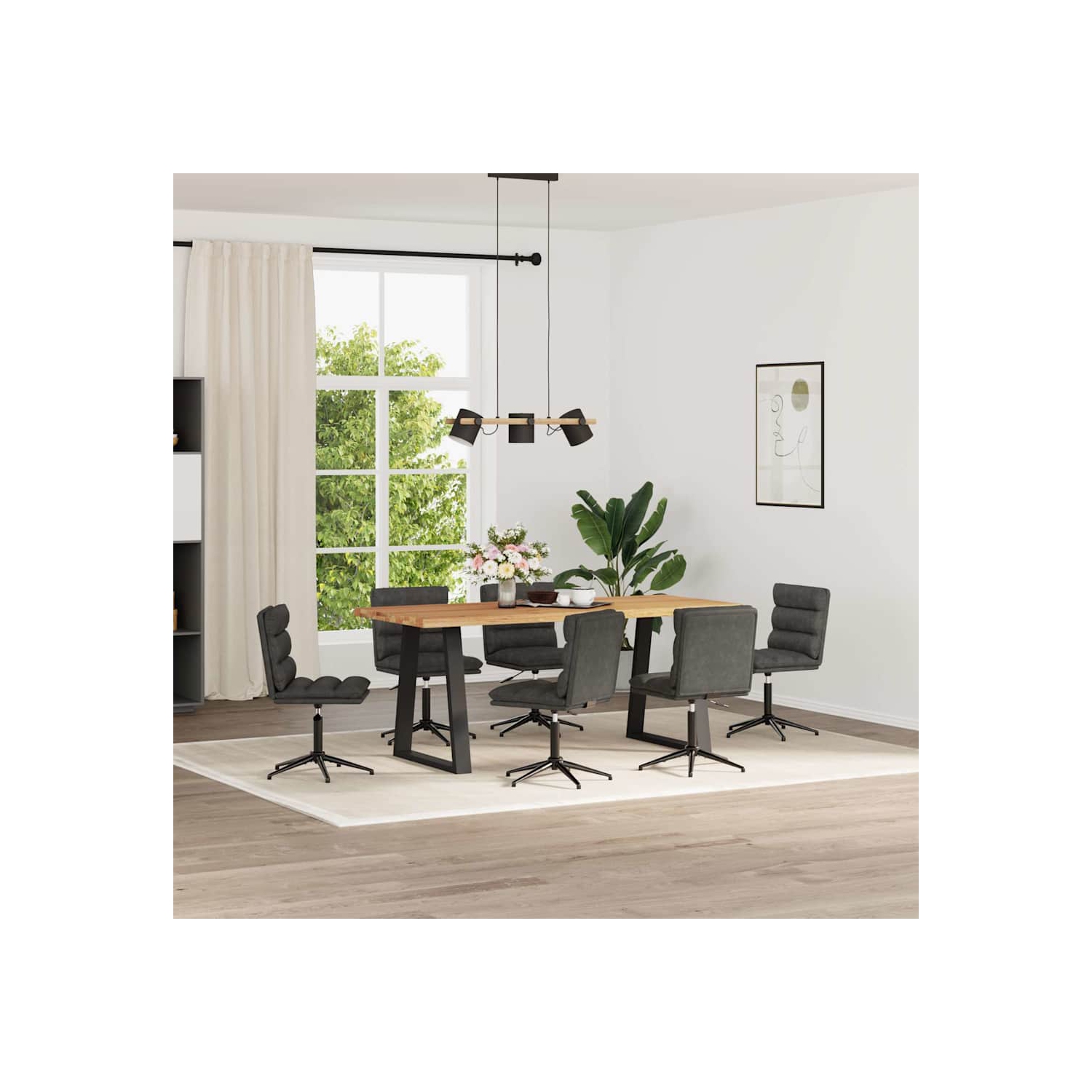 vidaXL Dining Chairs 6 pcs Black Faux Leather