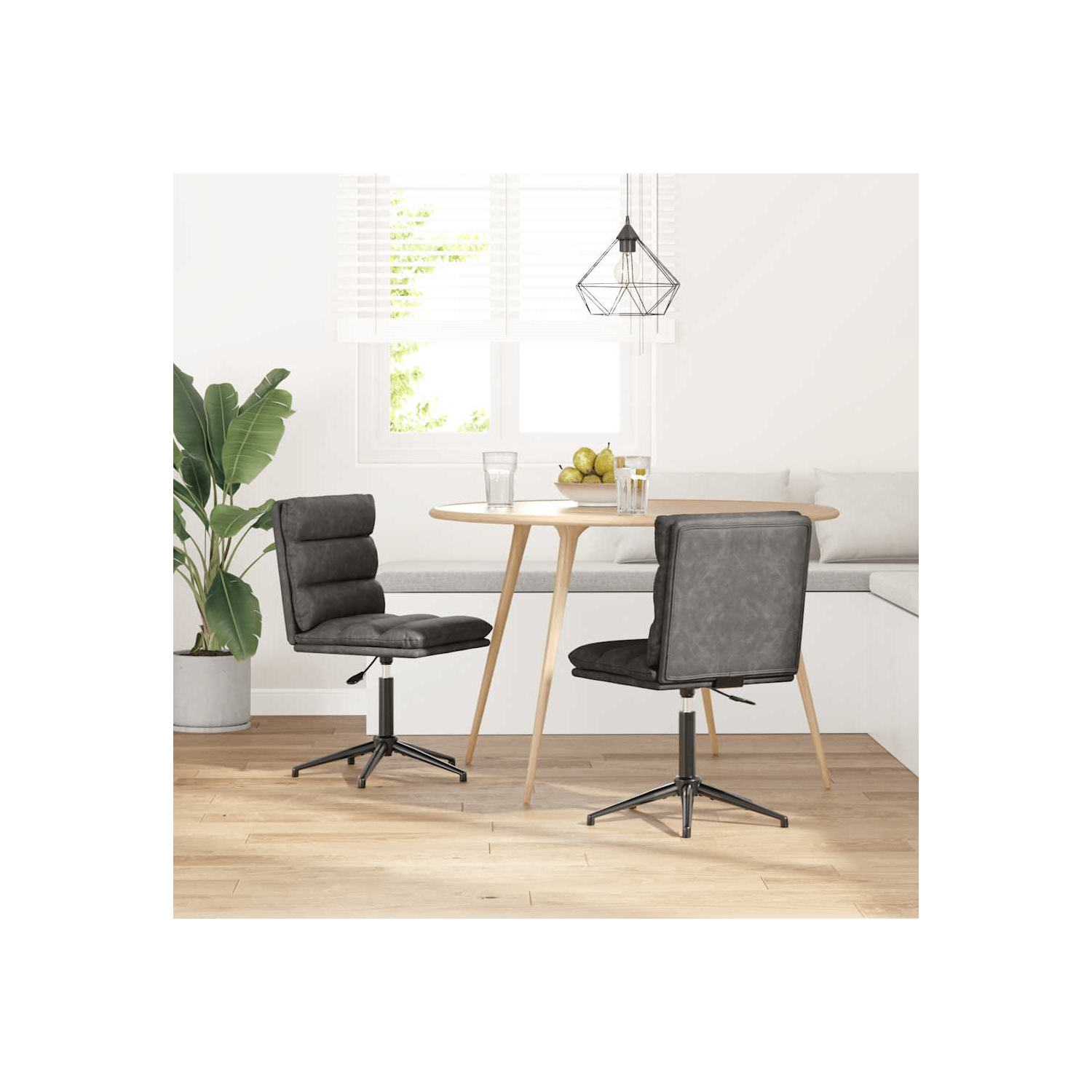 vidaXL Dining Chairs 2 pcs Black Faux Leather