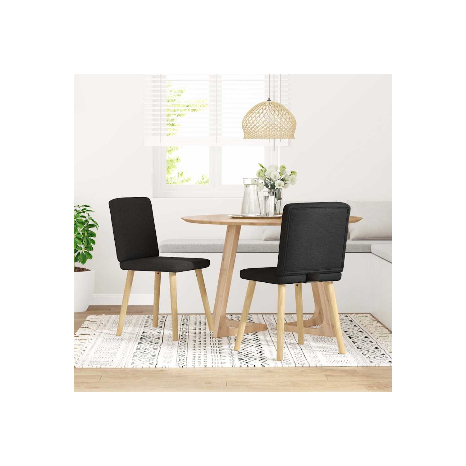 vidaXL Dining Chairs 2 pcs Black Fabric