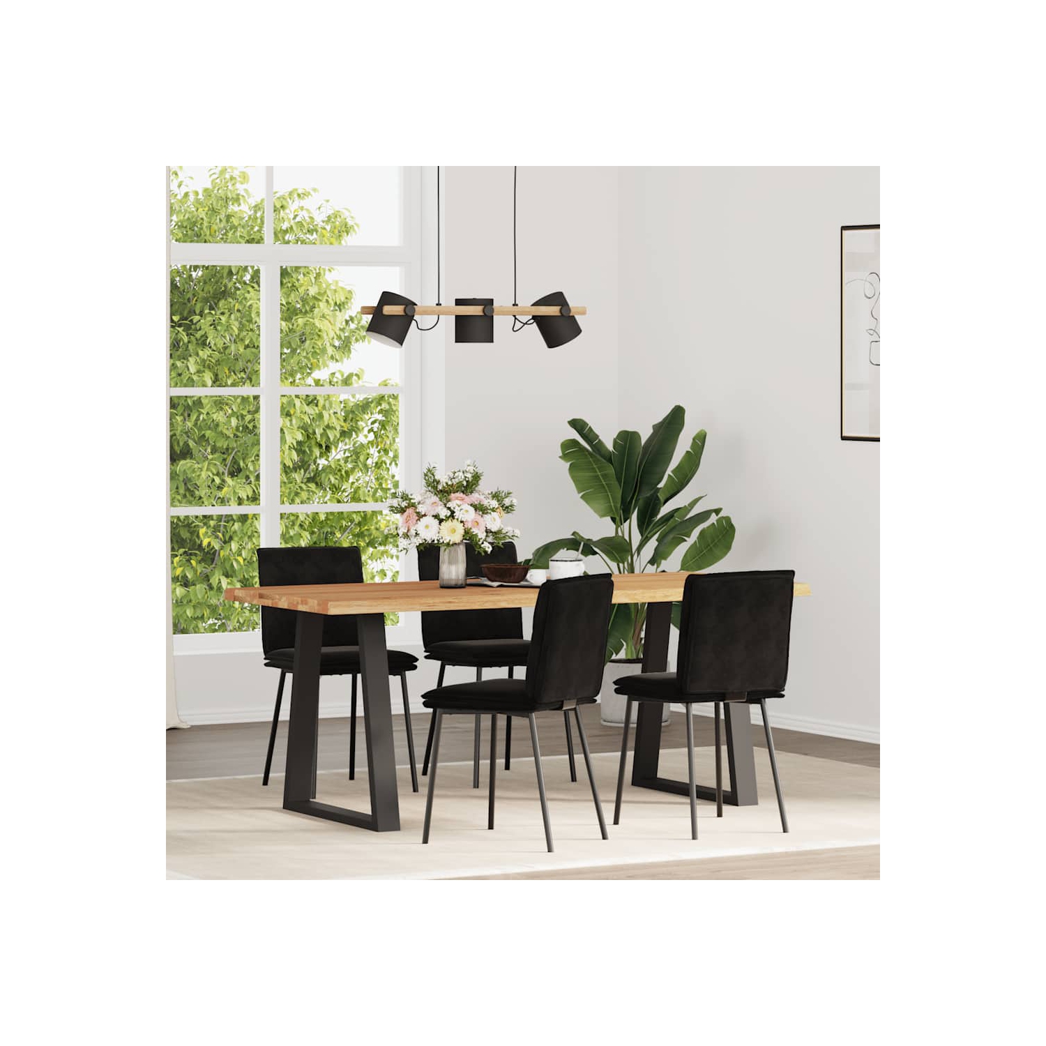 vidaXL Dining Chairs 4 pcs Black Velvet
