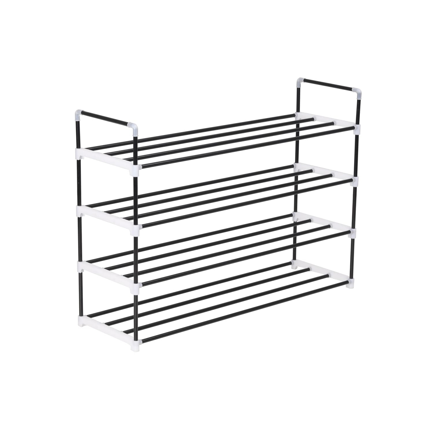 vidaXL Shoe Rack with 4 Shelves Metal and Plastic Black