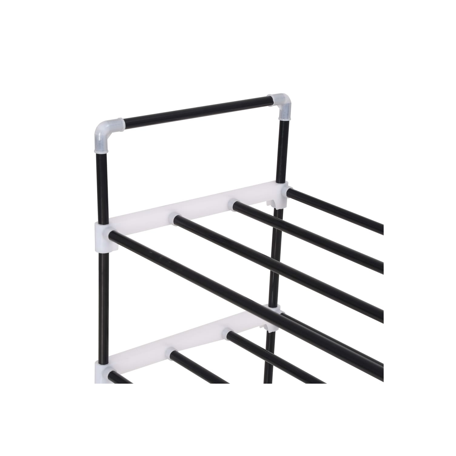 vidaXL Shoe Rack with 4 Shelves Metal and Plastic Black