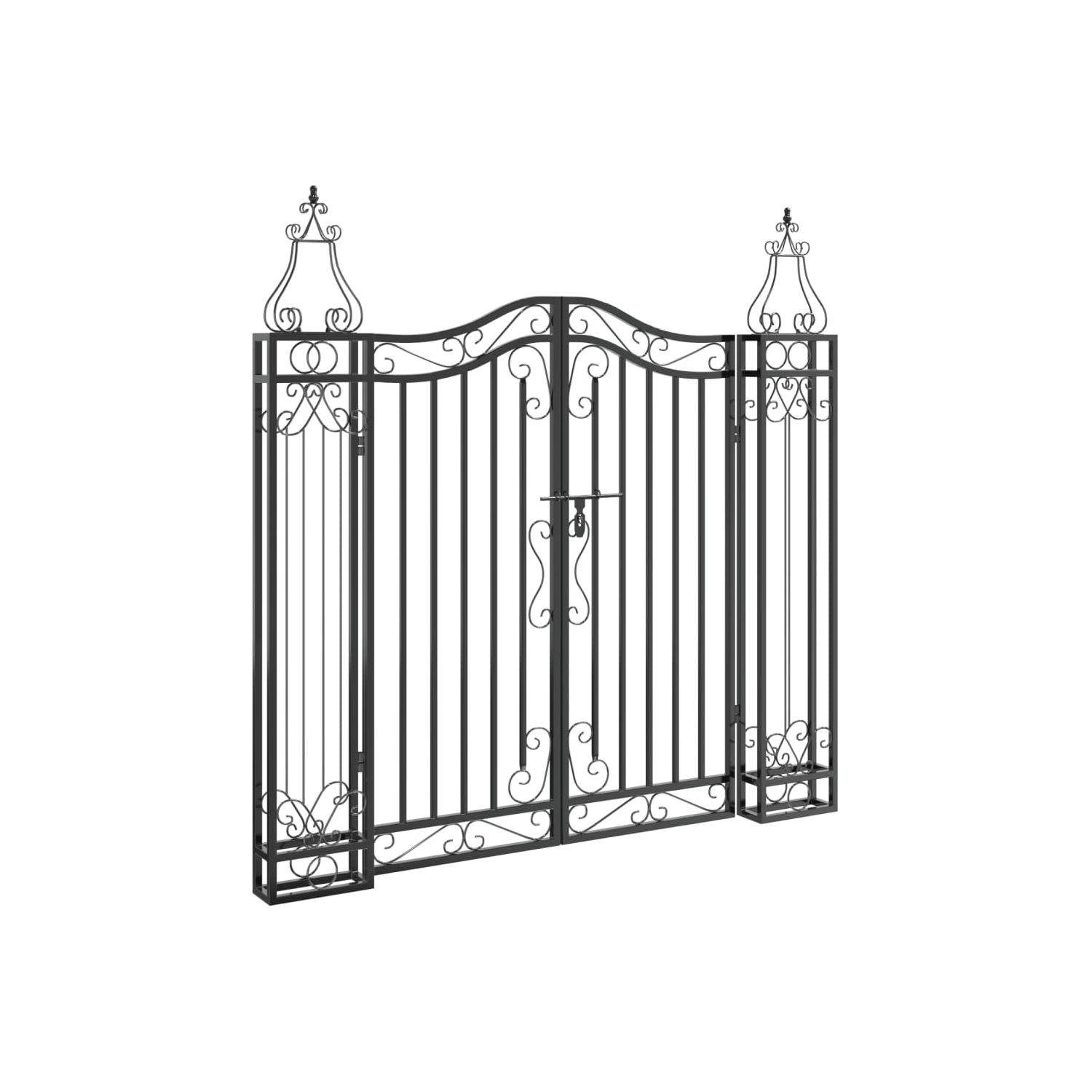 vidaXL Garden Gate Black 121x8x120 cm Wrought Iron