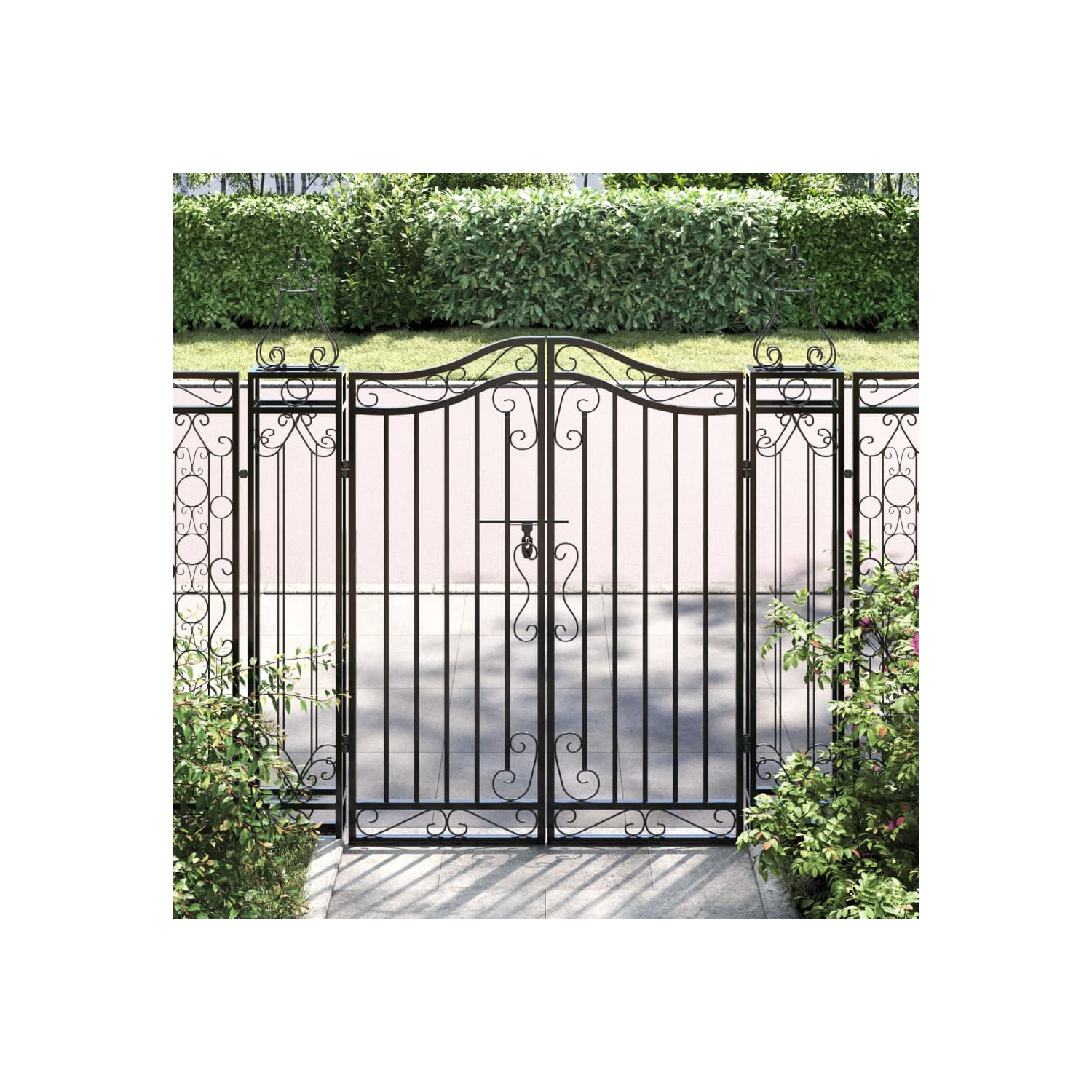 vidaXL Garden Gate Black 121x8x120 cm Wrought Iron