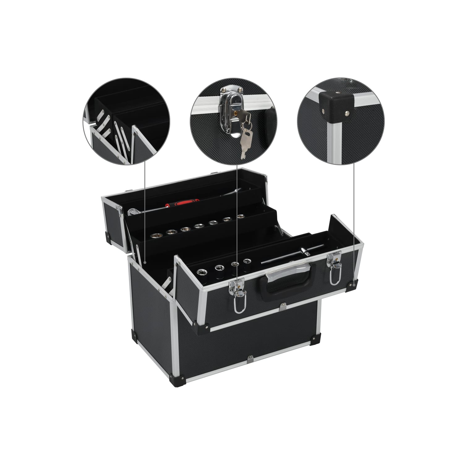 Étui à outils vidaXL 3834&nbsp;cm en aluminium noir