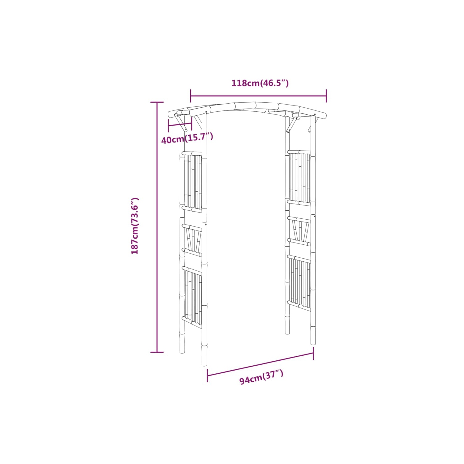 118 x 40 x 187&nbsp;cm vidaXL en arche rose et bambou