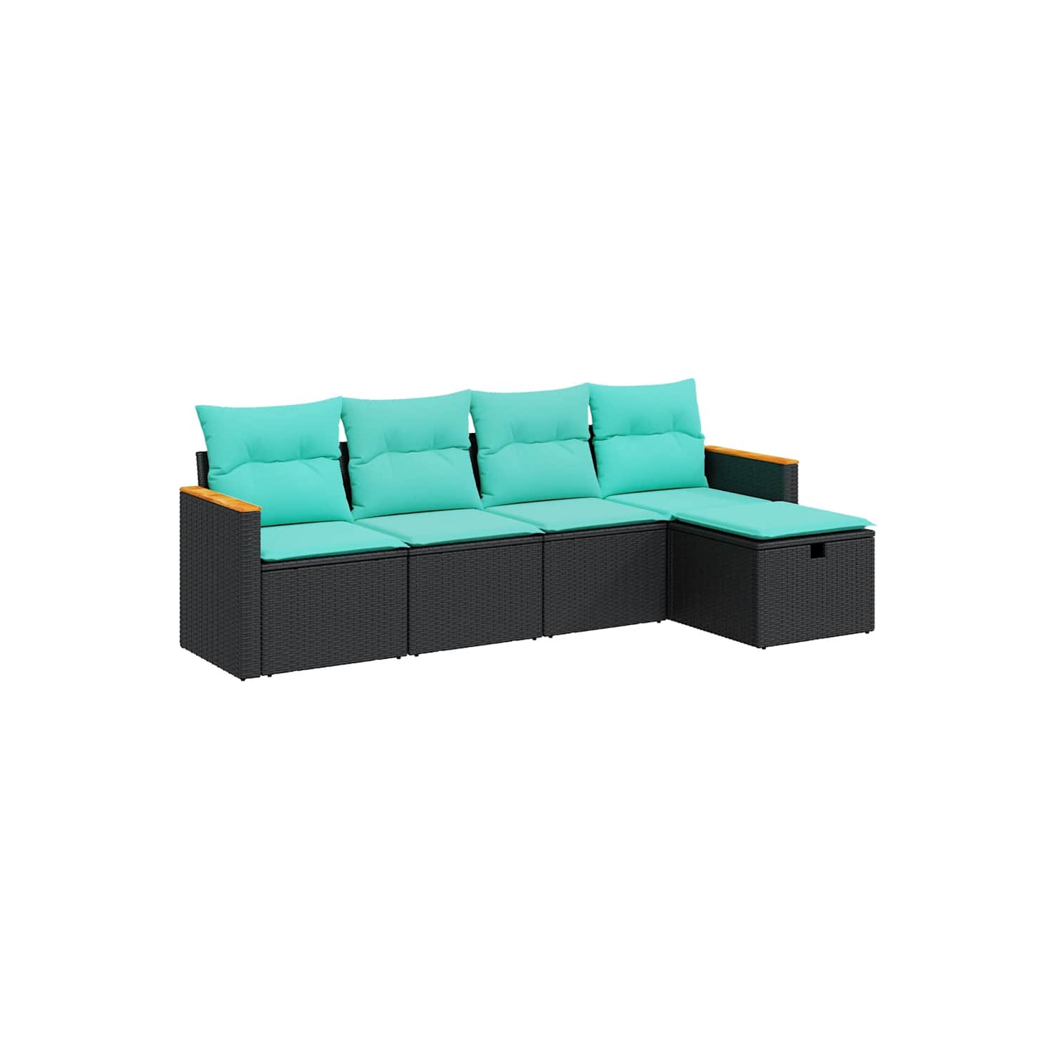 Ensemble de 5 pièces avec canapé de jardin et coussins en rotin de polyester noir VidaXL