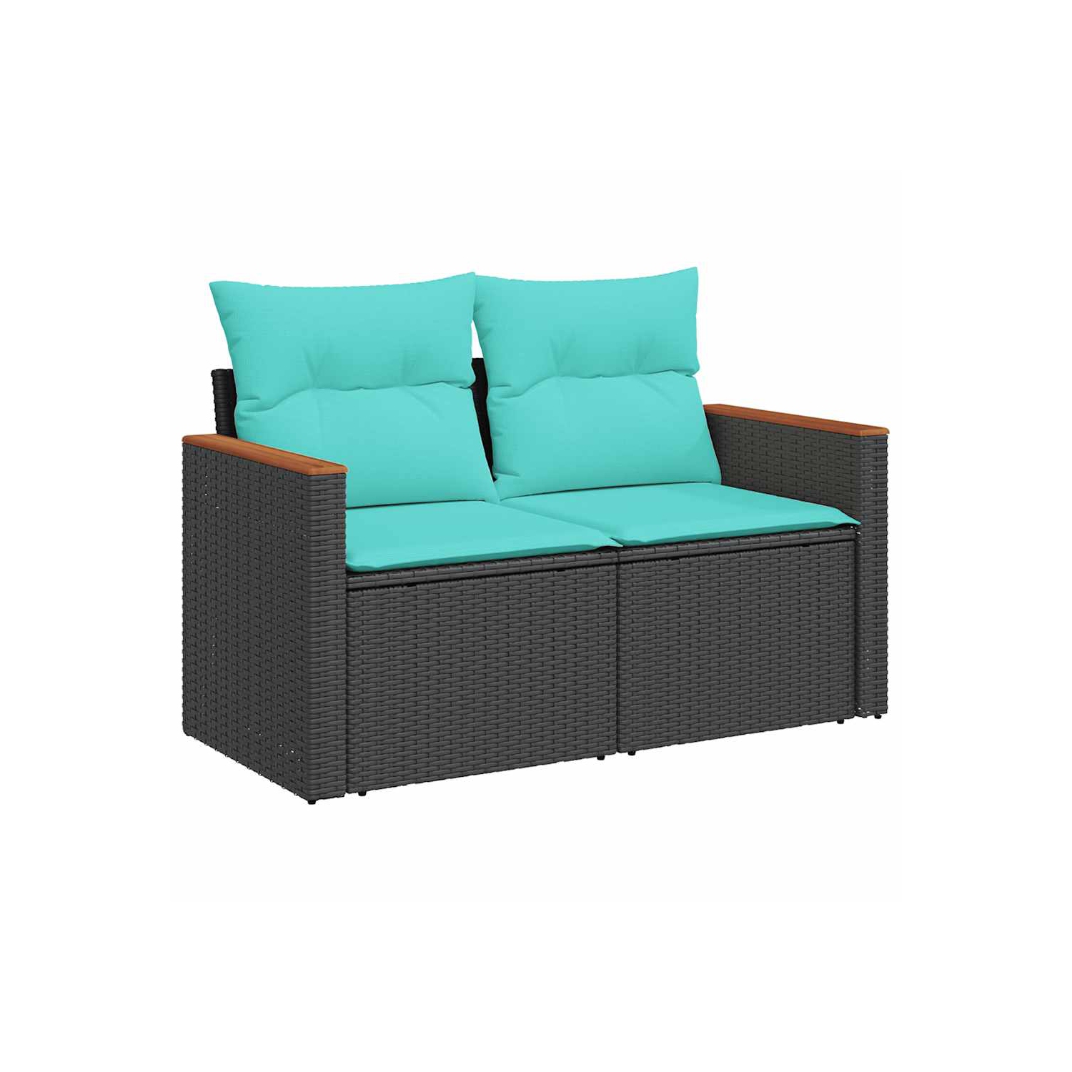 Ensemble de 5 pièces avec canapé de jardin et coussins en rotin de polyester noir VidaXL