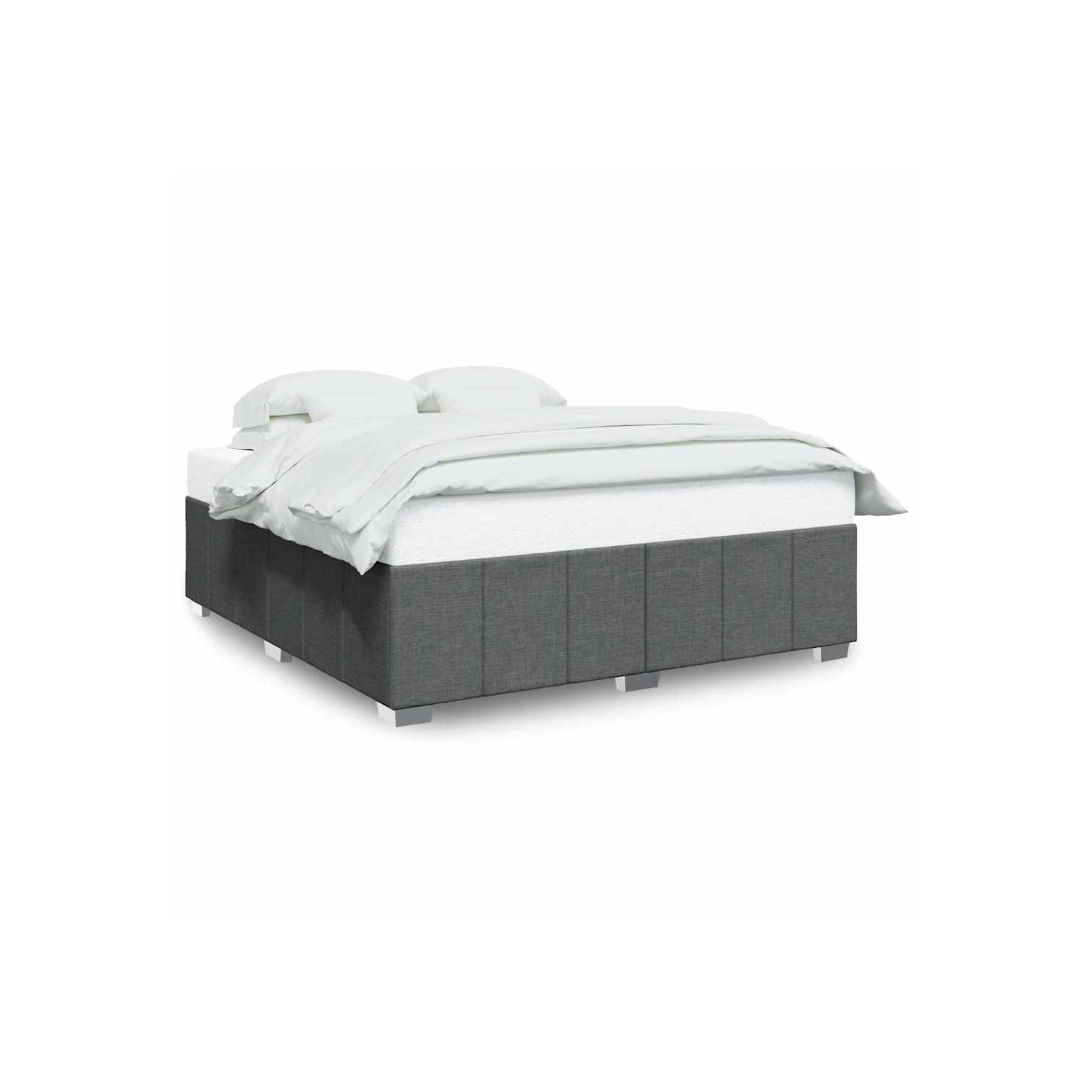 vidaXL Bed Frame without Mattress Dark Grey King Fabric