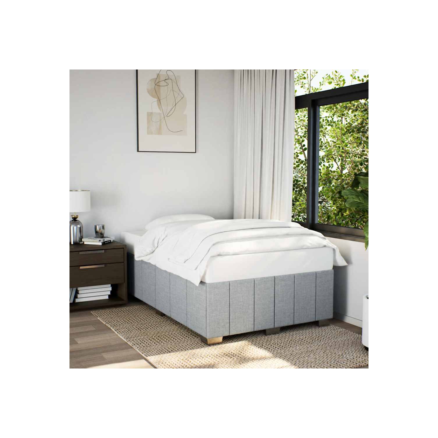 vidaXL Bed Frame without Mattress Light Grey Full Fabric