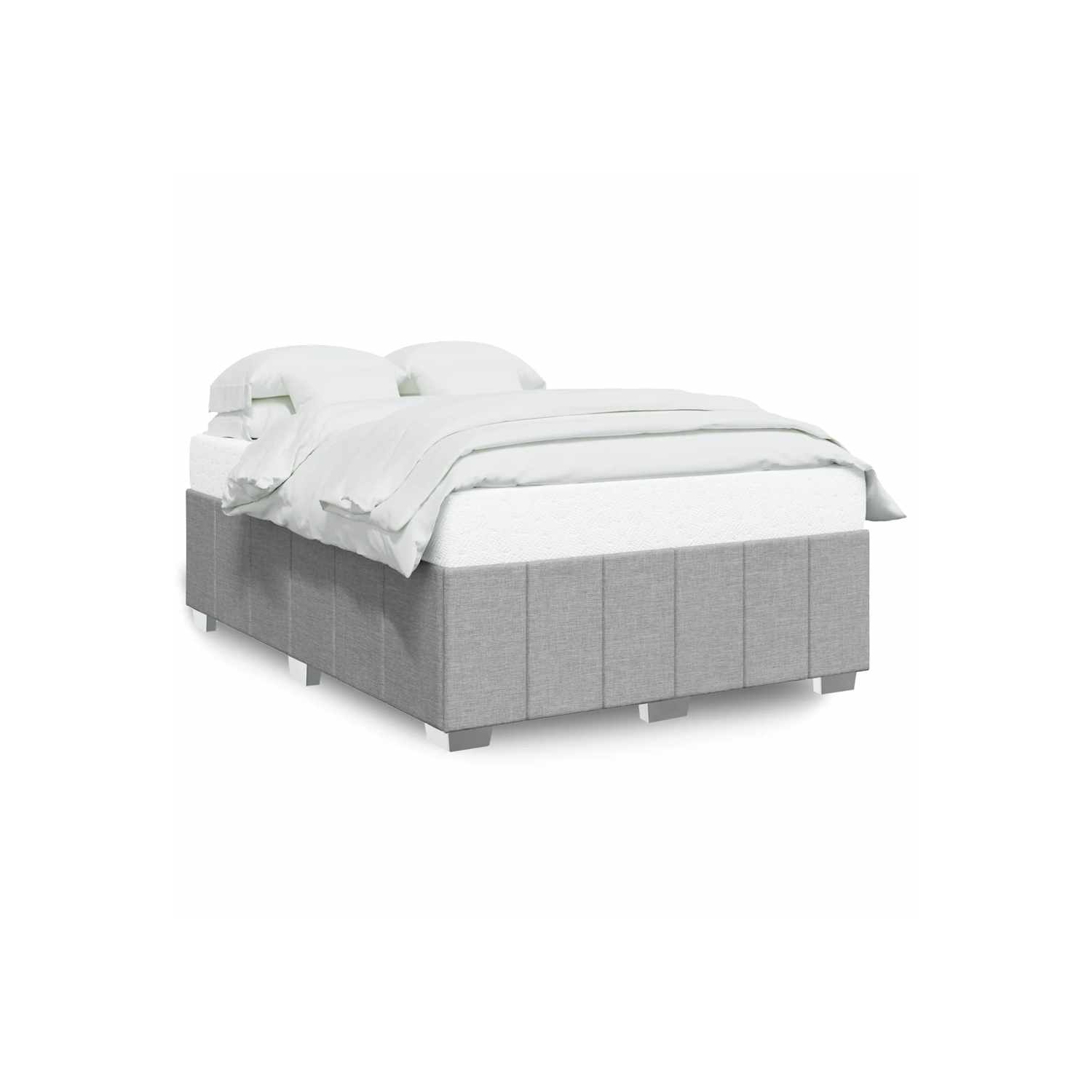 vidaXL Bed Frame without Mattress Light Grey Queen Fabric