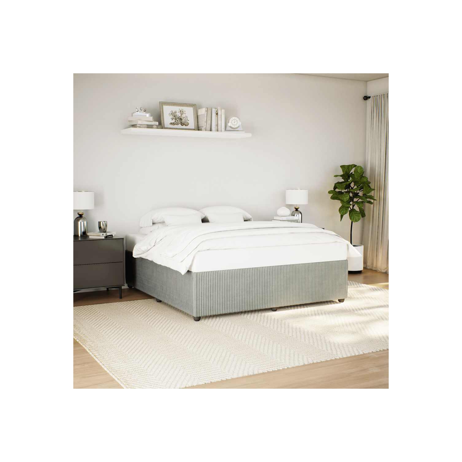 vidaXL Bed Frame without Mattress Light Grey King Velvet