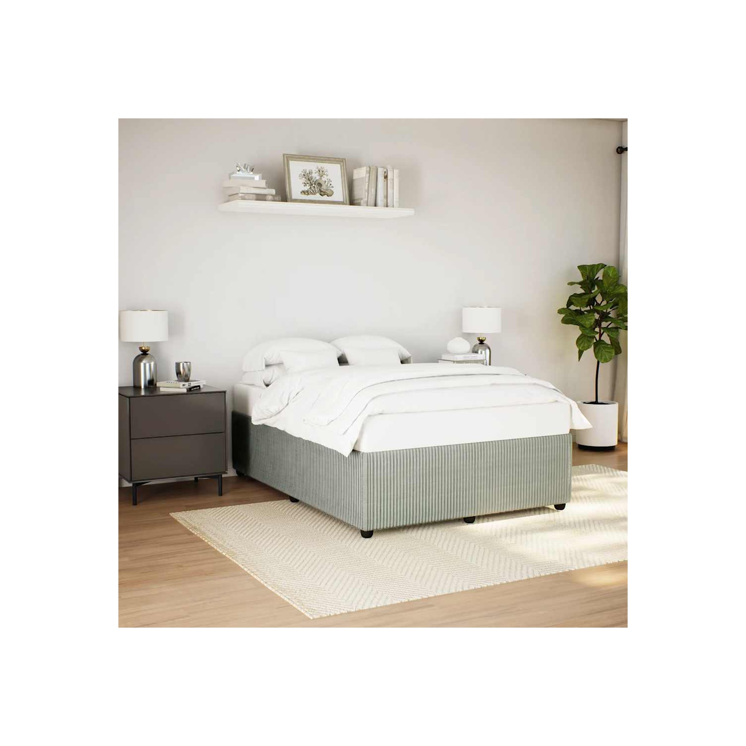 vidaXL Bed Frame without Mattress Light Grey Queen Velvet