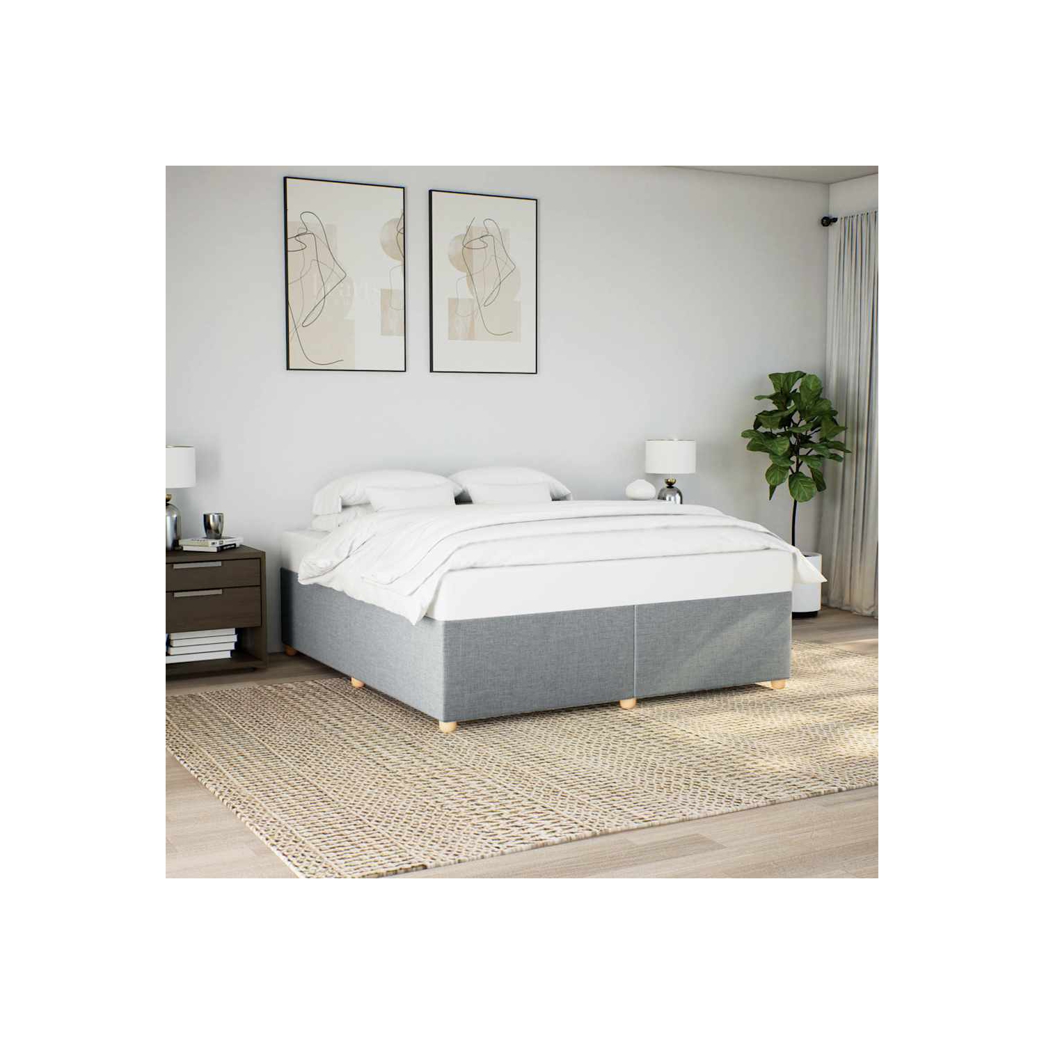 vidaXL Bed Frame without Mattress Light Grey California King Fabric