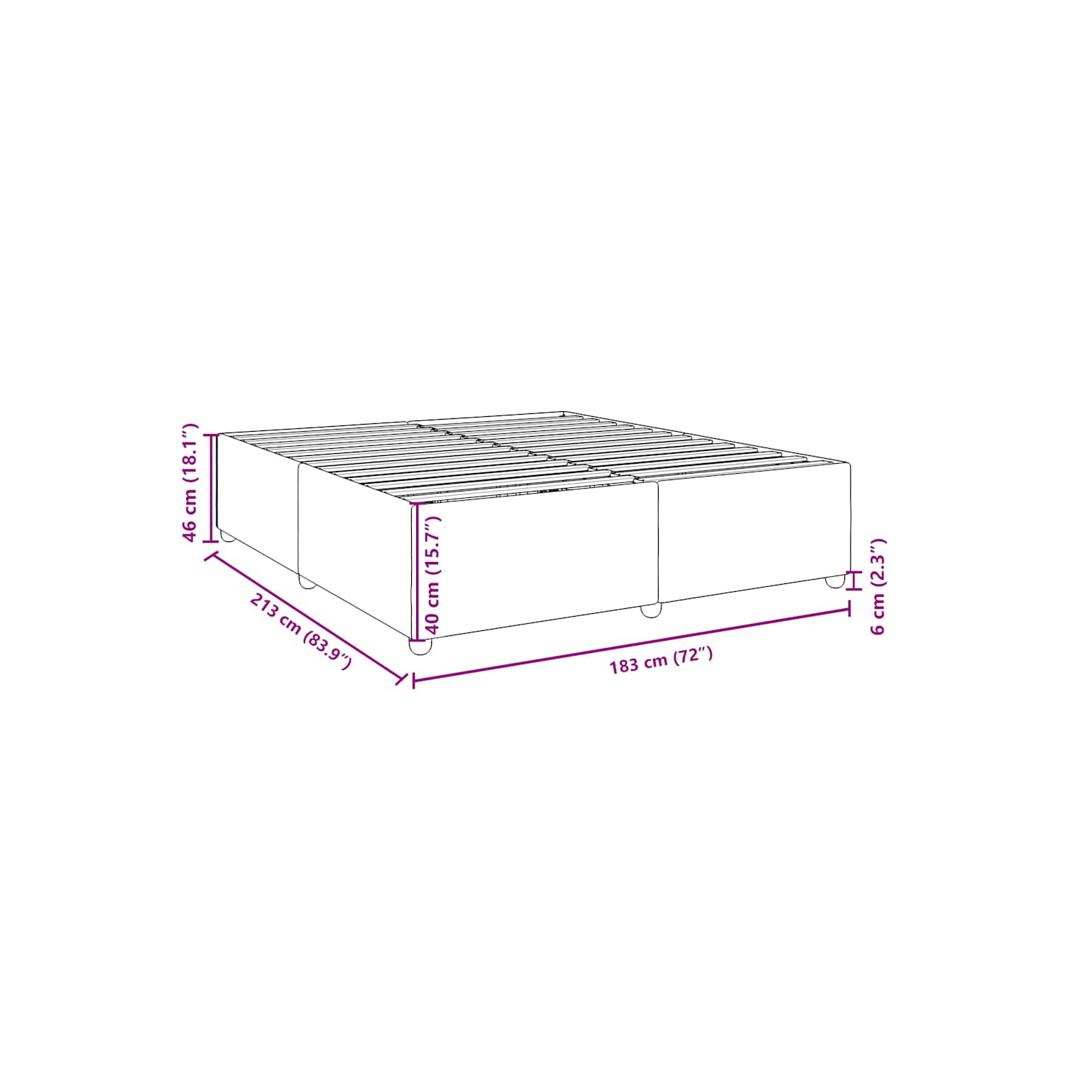vidaXL Bed Frame without Mattress Light Grey California King Fabric