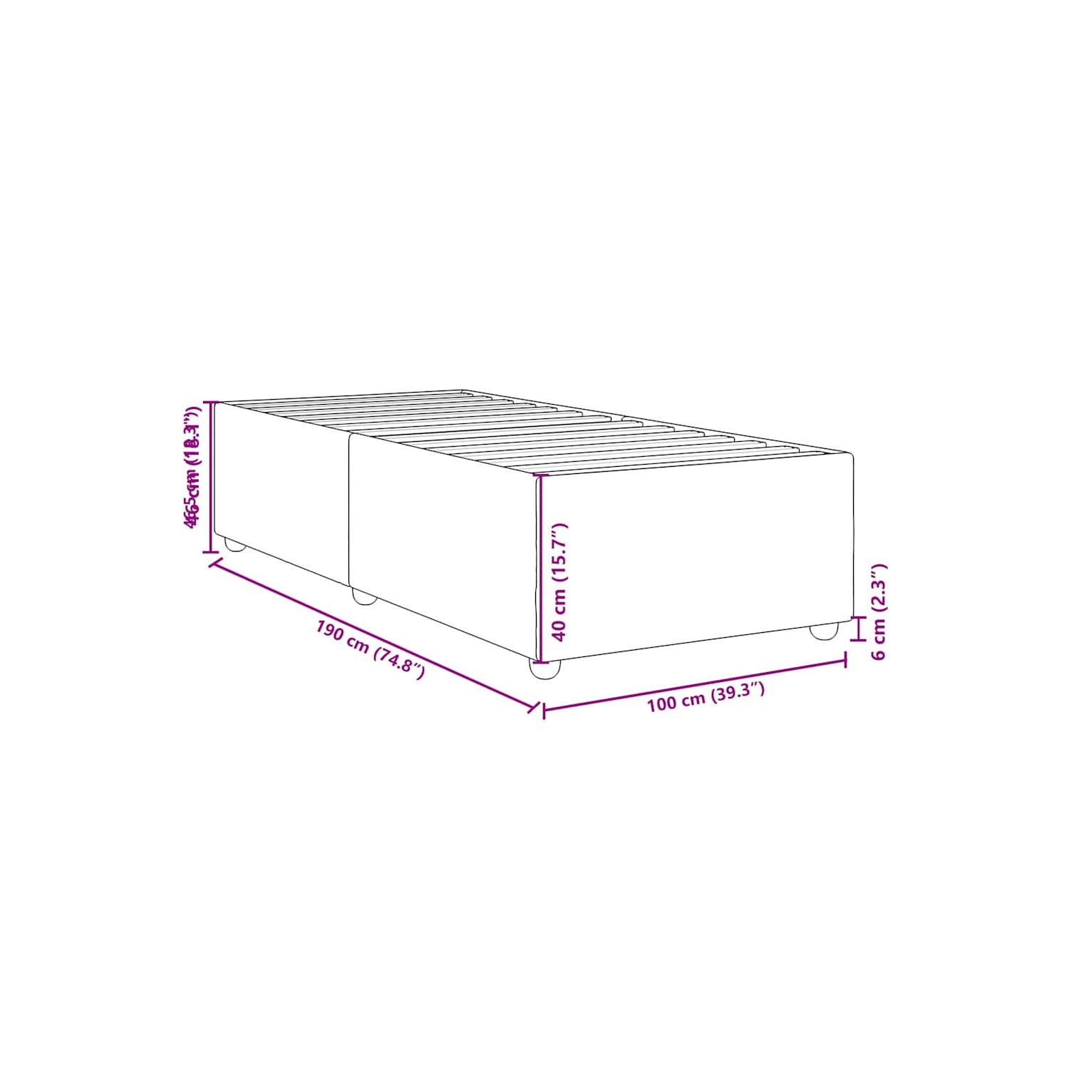 vidaXL Bed Frame without Mattress Dark Grey&nbsp;Twin Fabric