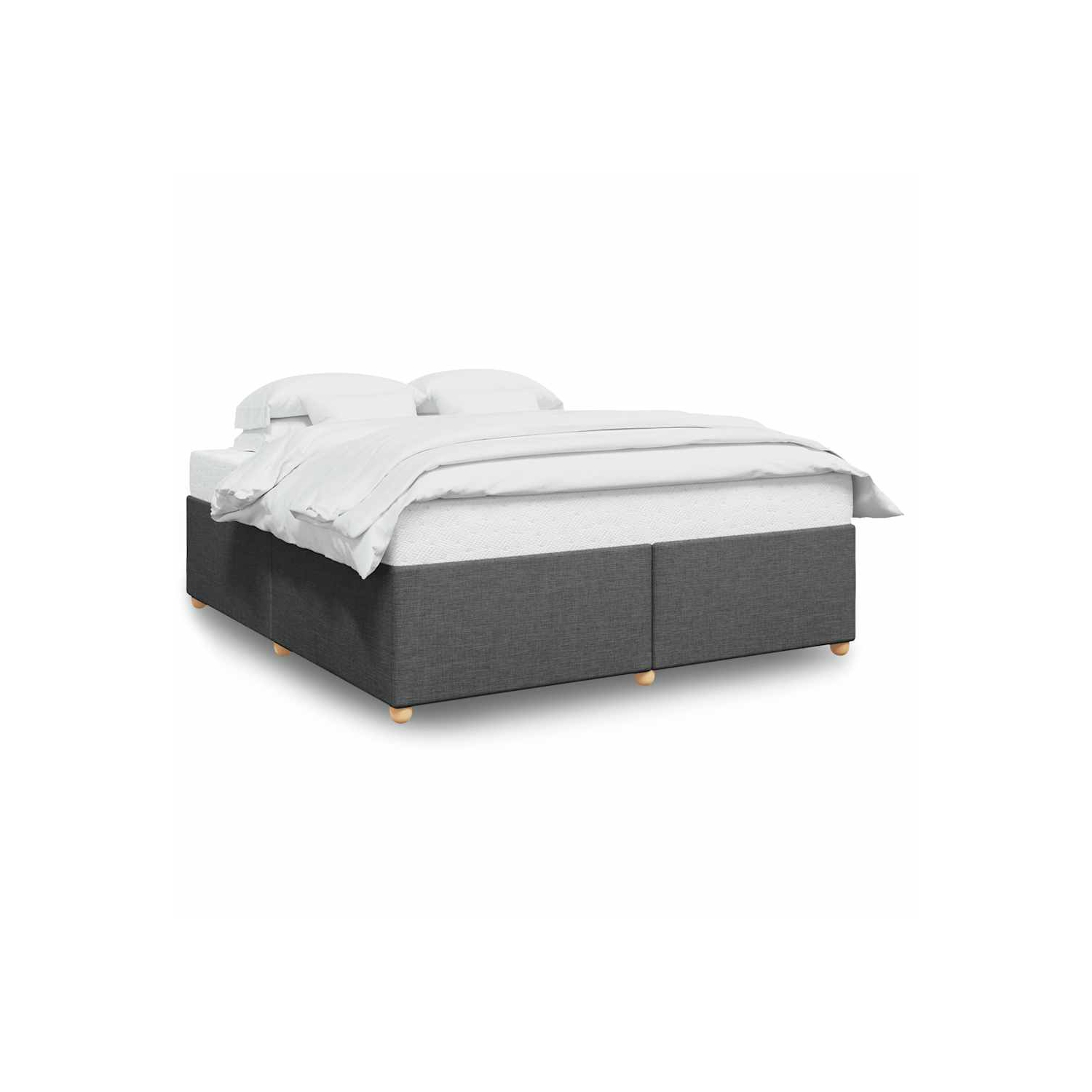vidaXL Bed Frame without Mattress Dark Grey King Fabric