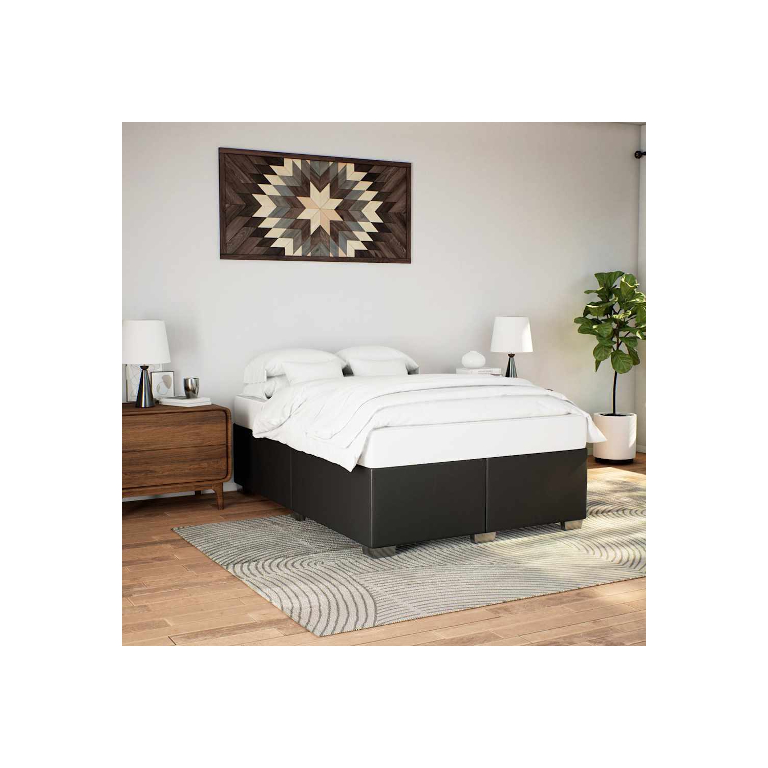 vidaXL Bed Frame without Mattress Black&nbsp;Queen Faux Leather