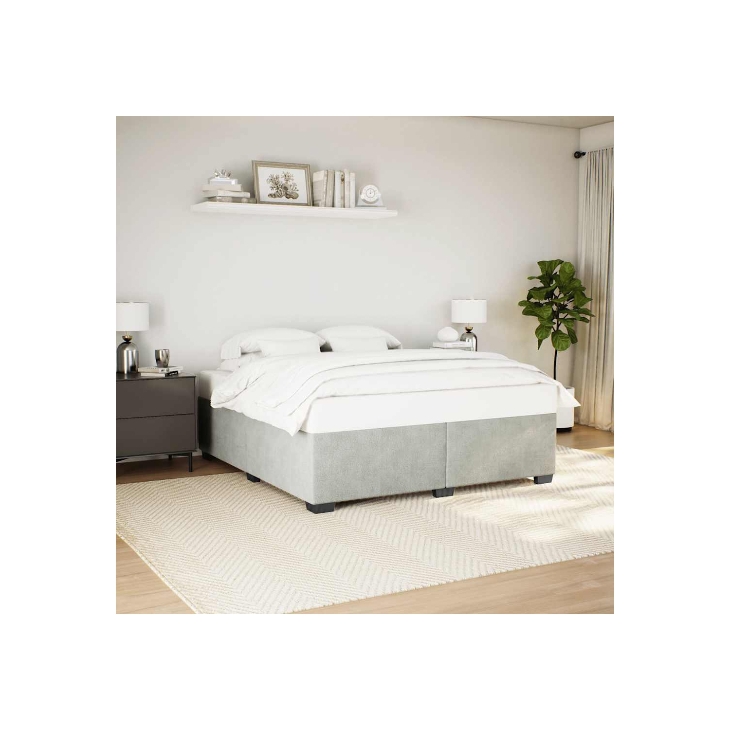 vidaXL Bed Frame without Mattress Light Grey&nbsp;California King Velvet