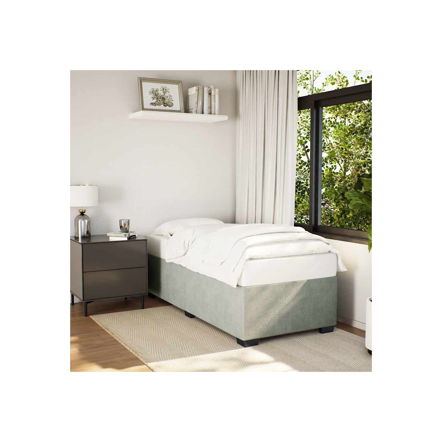 vidaXL Bed Frame without Mattress Light Grey&nbsp;Twin Velvet