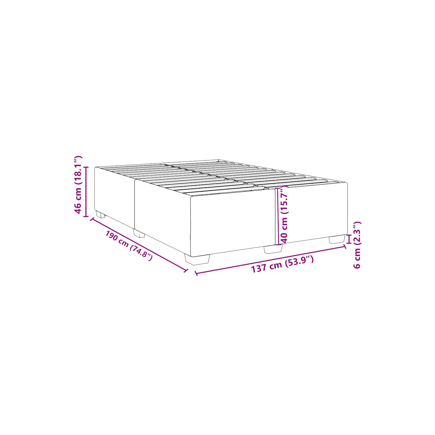 Cadre de lit vidaXL sans matelas&nbsp;en velours pleine grandeur gris pâle