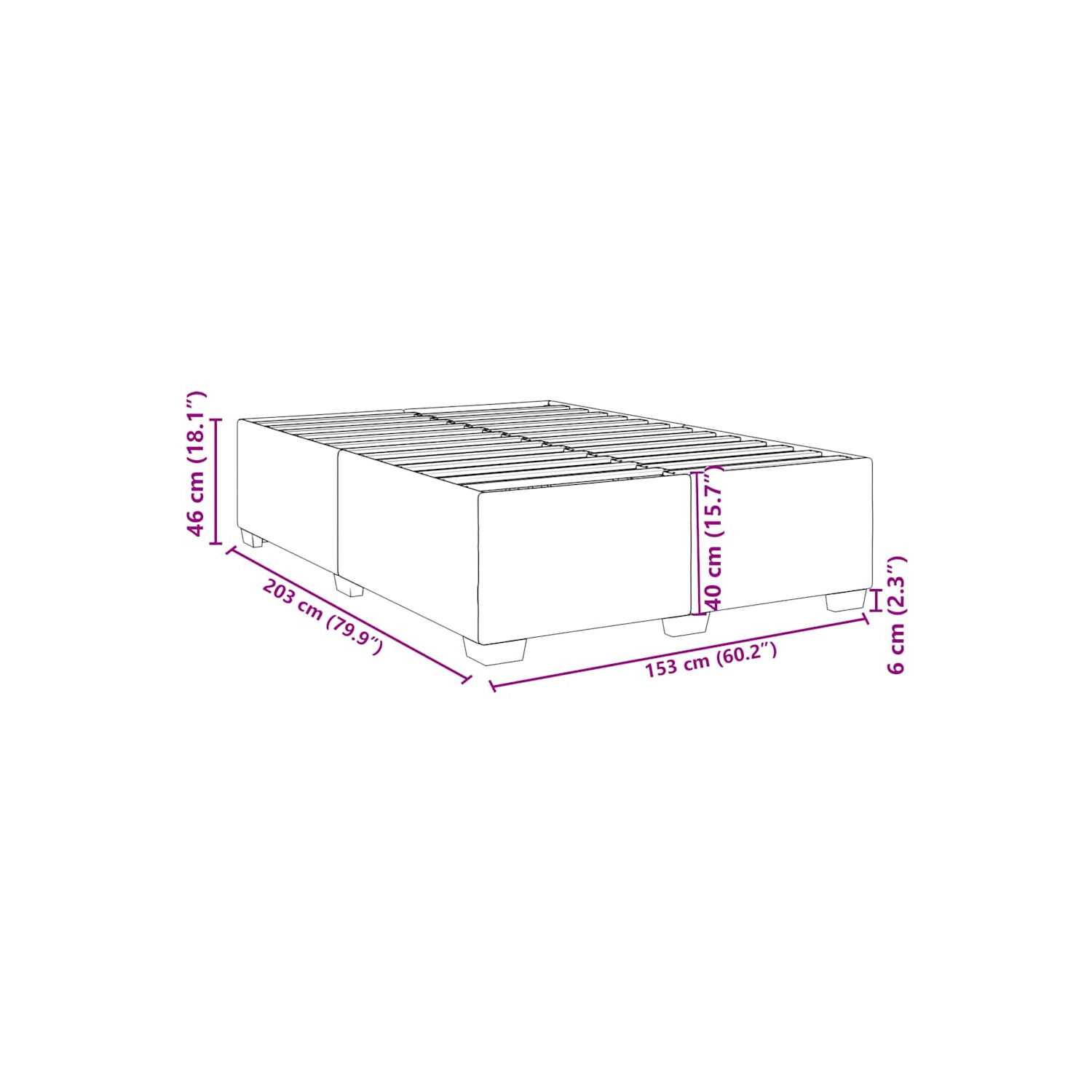 vidaXL Bed Frame without Mattress Dark Grey&nbsp;Queen Velvet