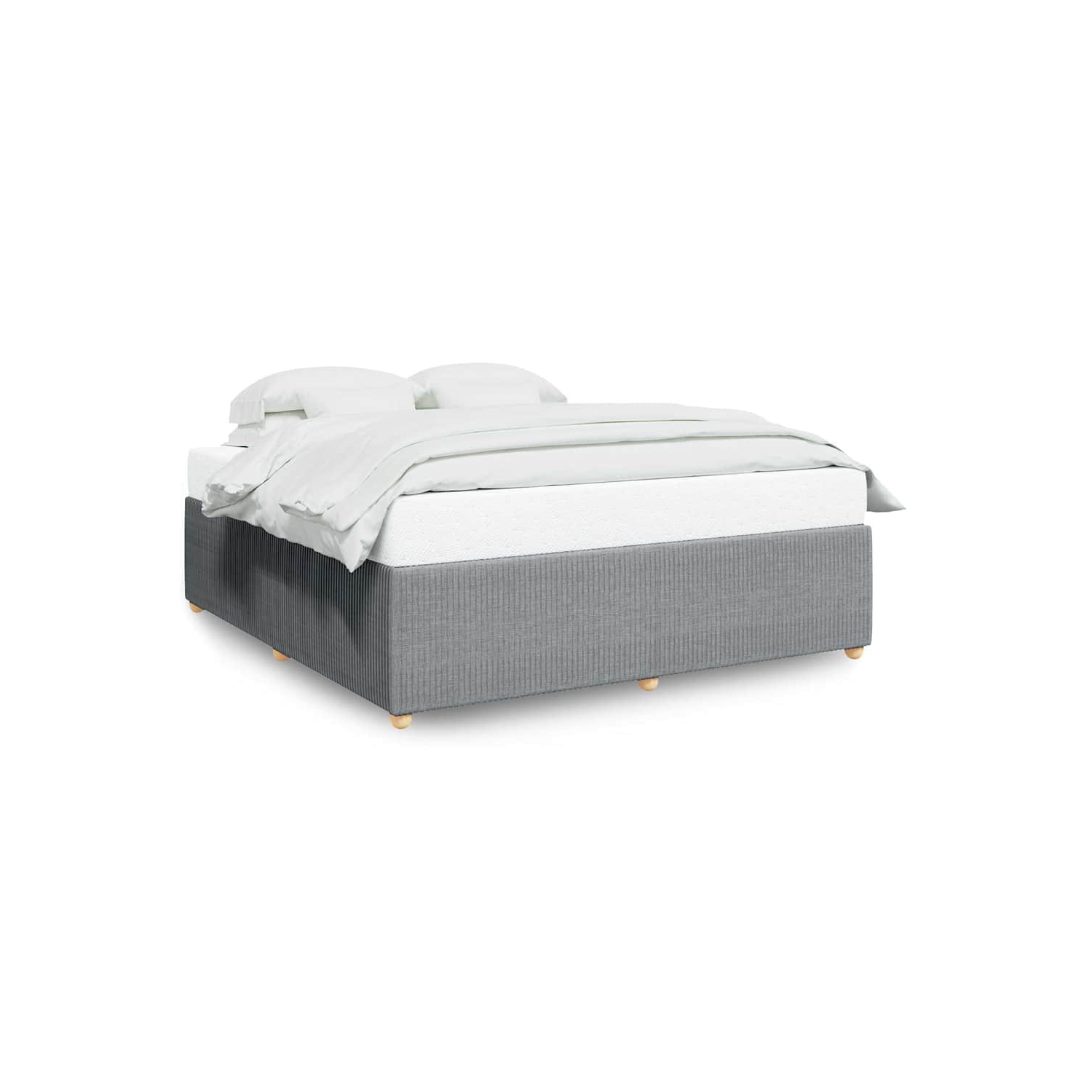 vidaXL Bed Frame without Mattress Light Grey King Fabric
