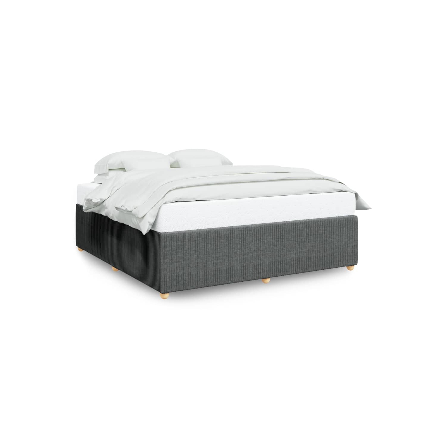 vidaXL Bed Frame without Mattress Dark Grey King Fabric
