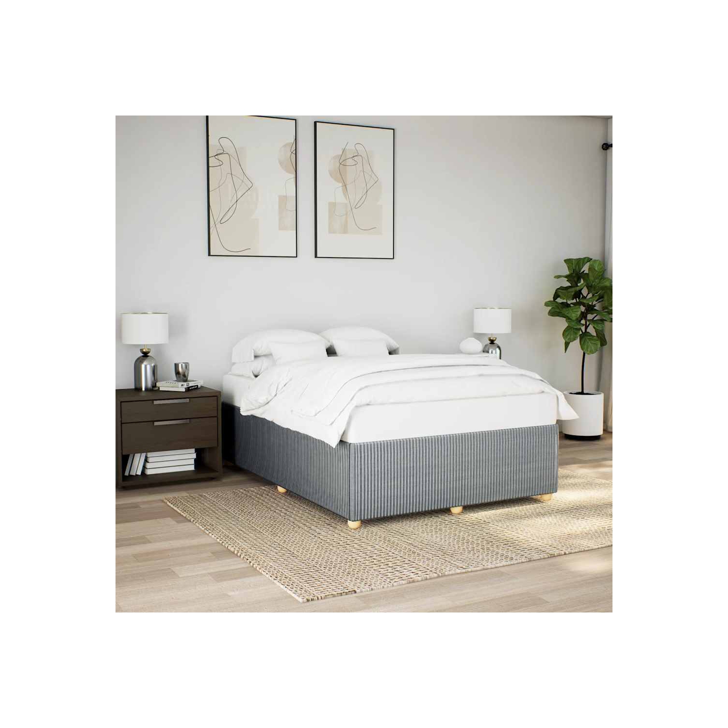vidaXL Bed Frame without Mattress Light Grey Full Fabric