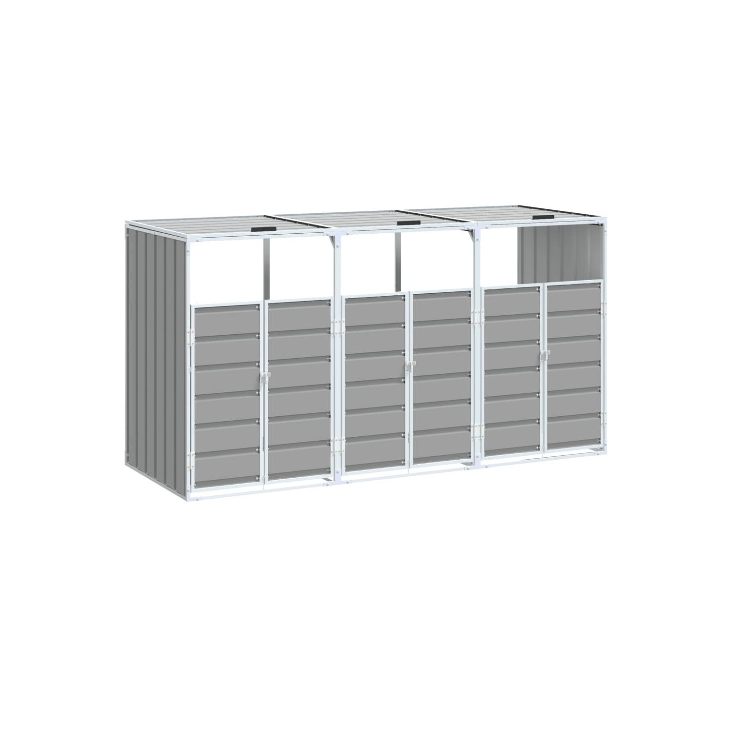 vidaXL Wheelie Bin Storage for Triple Bins Grey 216x81x115 cm Steel