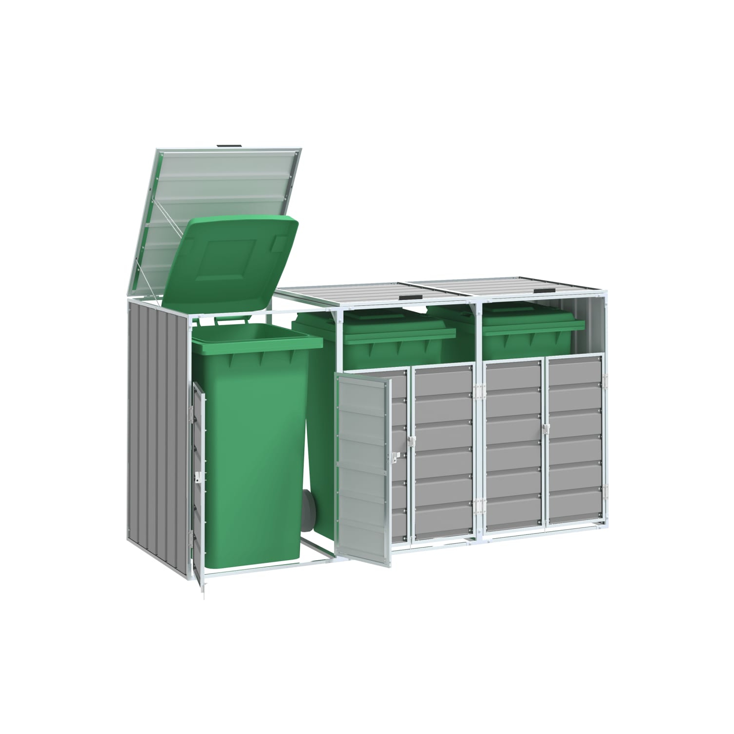 vidaXL Wheelie Bin Storage for Triple Bins Grey 216x81x115 cm Steel