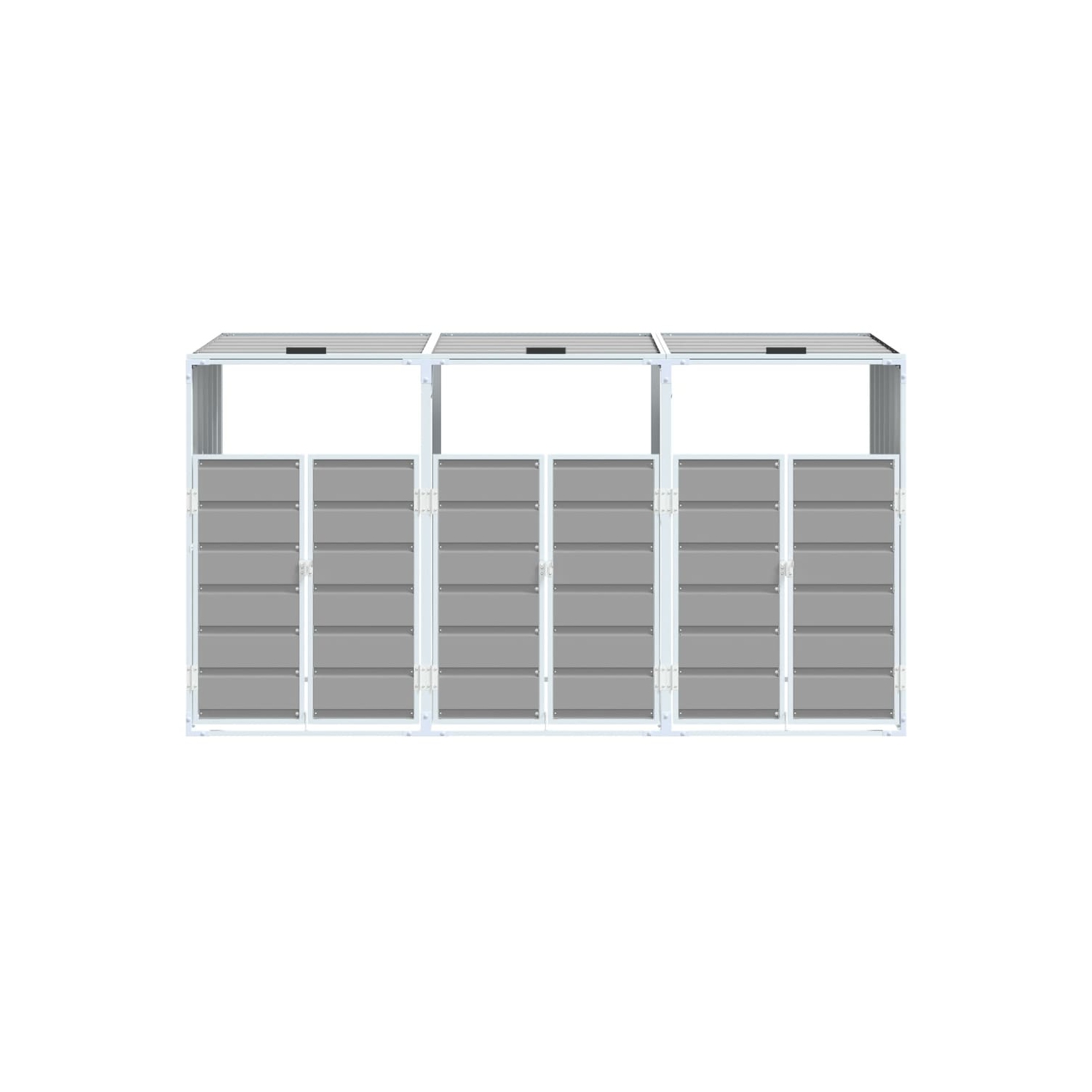 vidaXL Wheelie Bin Storage for Triple Bins Grey 216x81x115 cm Steel