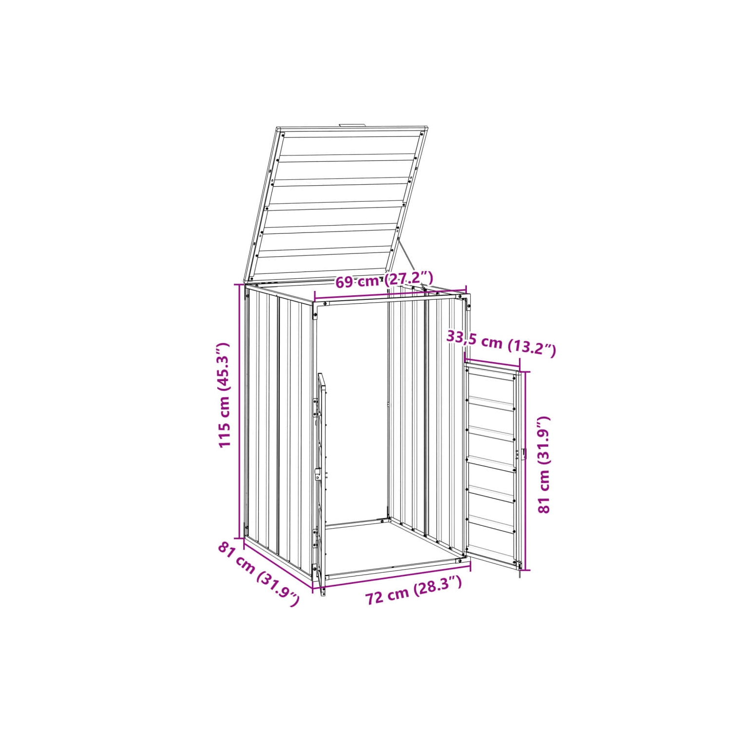 vidaXL Wheelie Bin Storage for Single Bin Grey 72x81x115 cm Steel