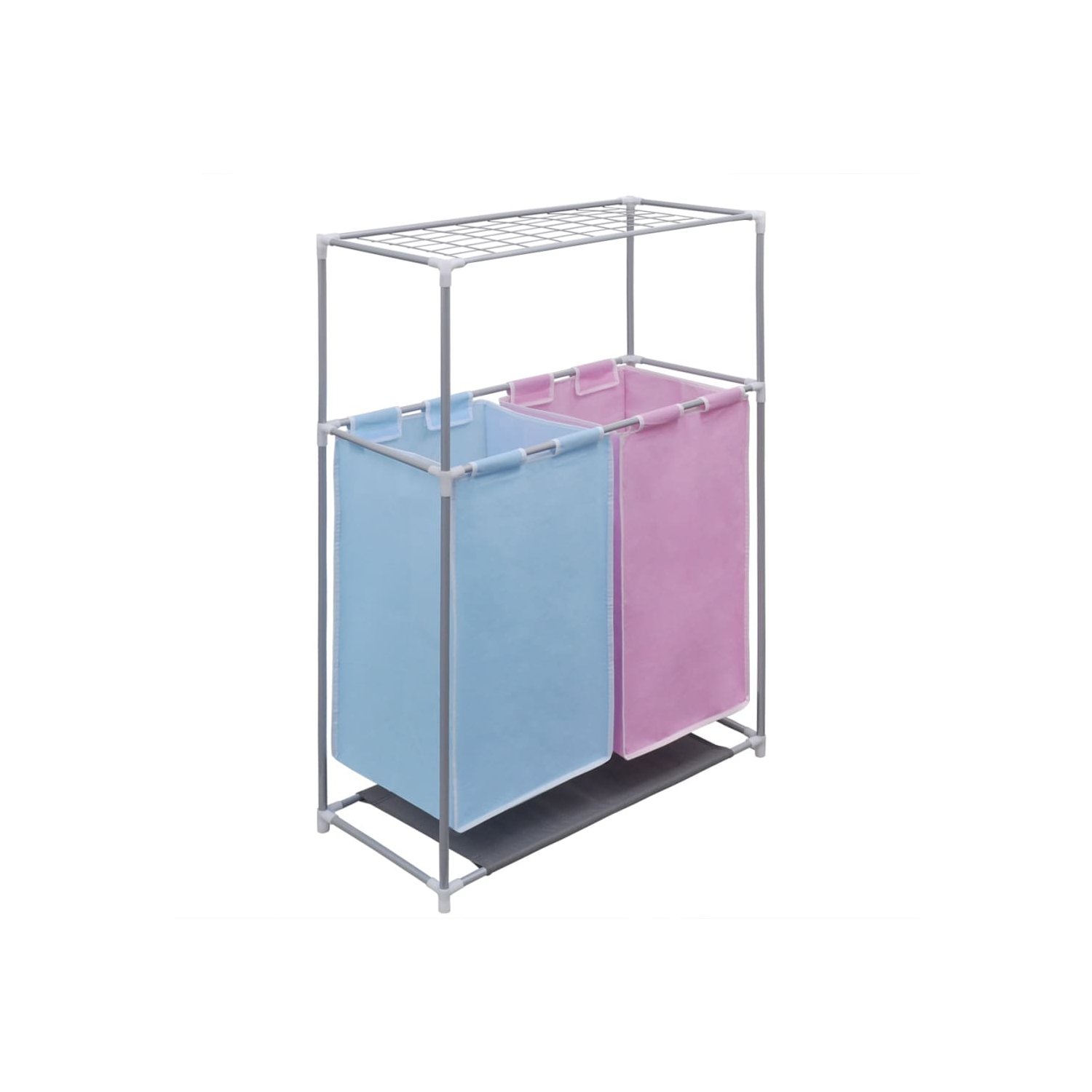 2-Section Laundry Sorter Hamper with a Top Shelf for Drying