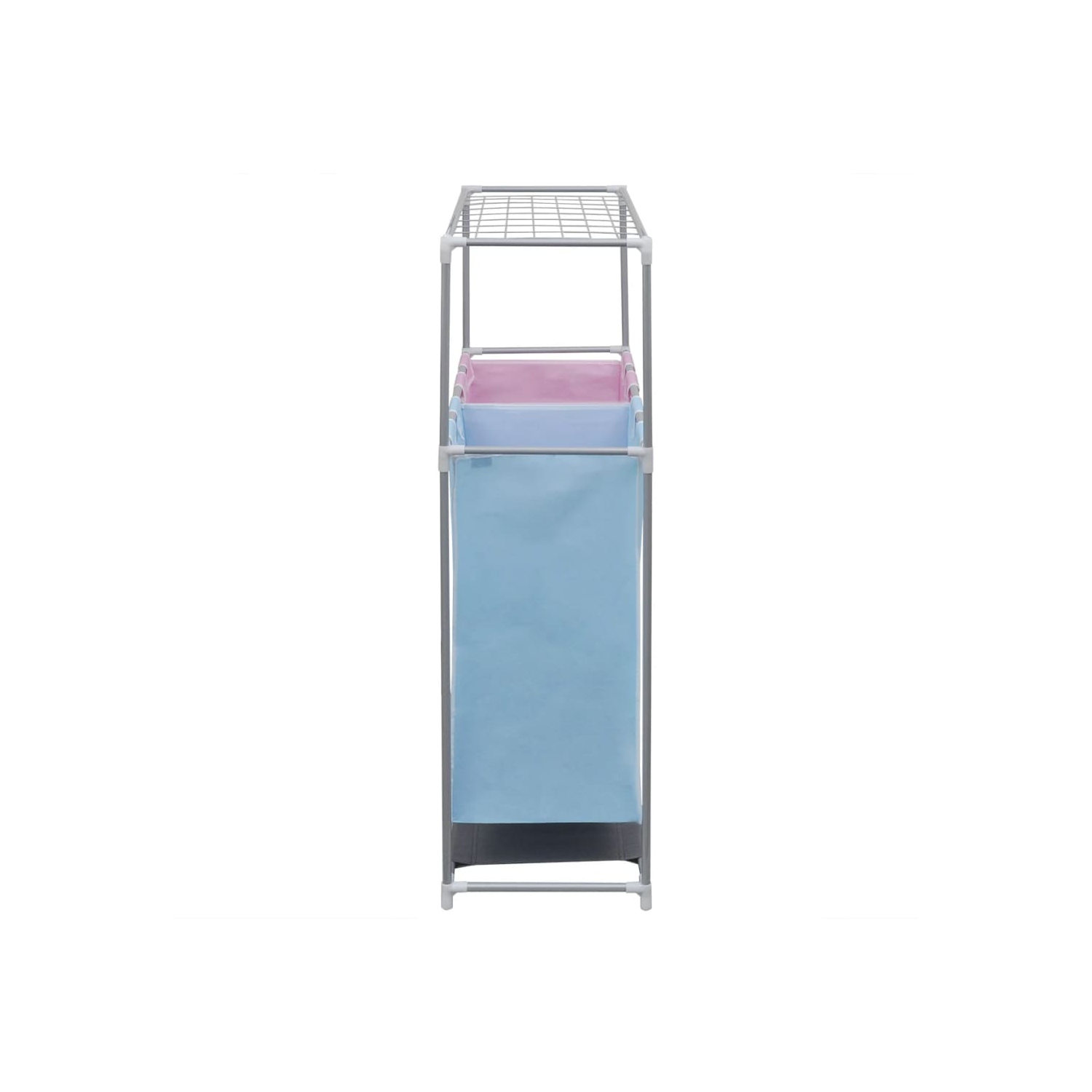 2-Section Laundry Sorter Hamper with a Top Shelf for Drying