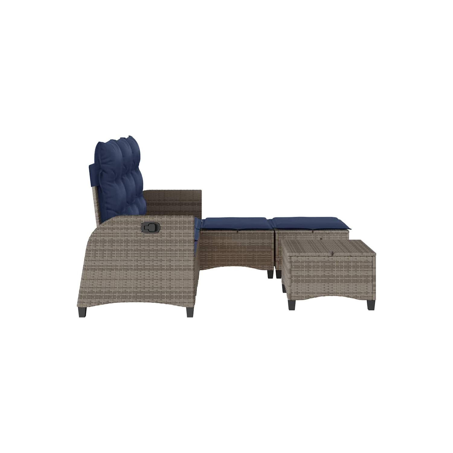 vidaXL 3 Piece Garden Sofa Set with Cushions L-shaped Grey Poly Rattan