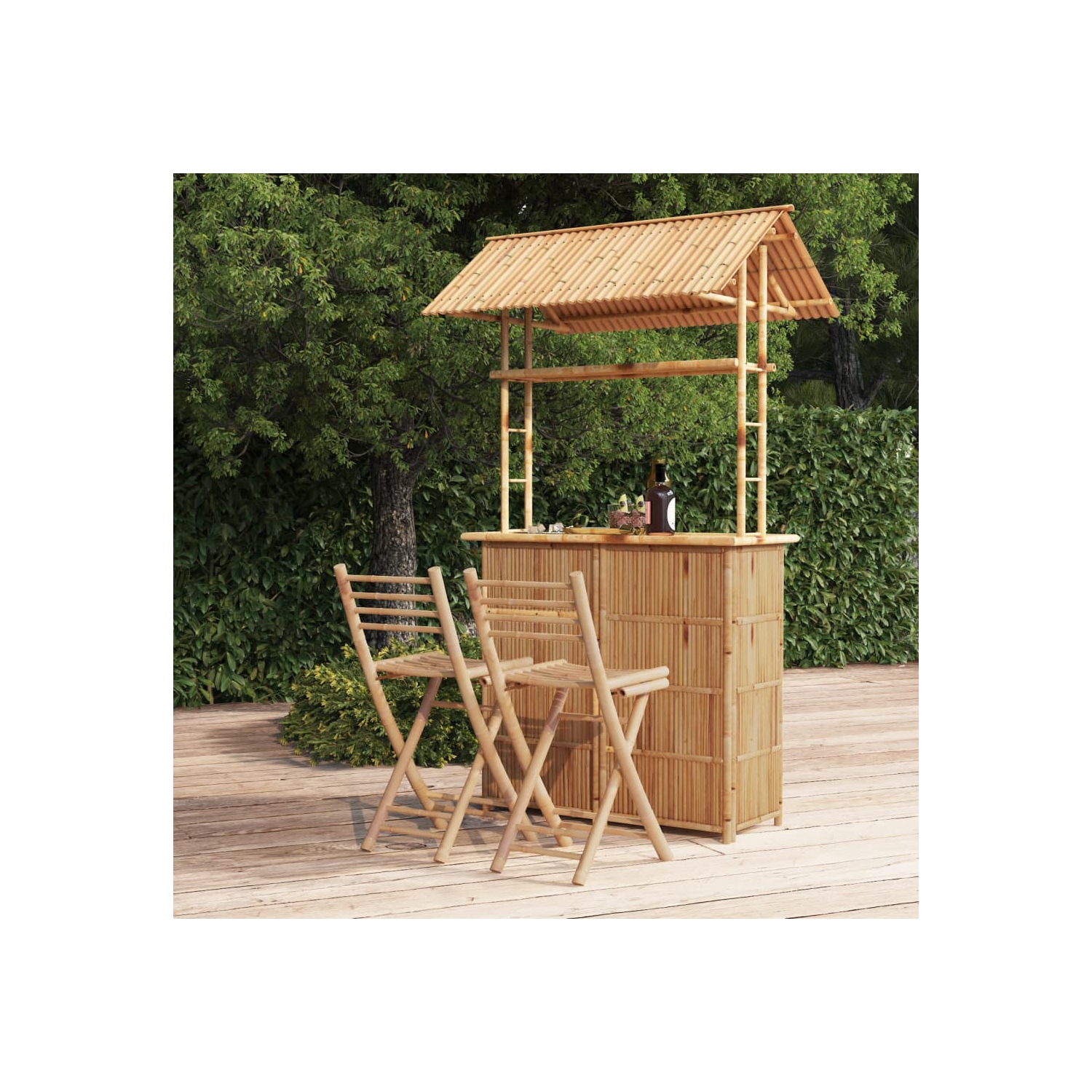 Ensemble de bar vidaXL, bambou, 3 pces